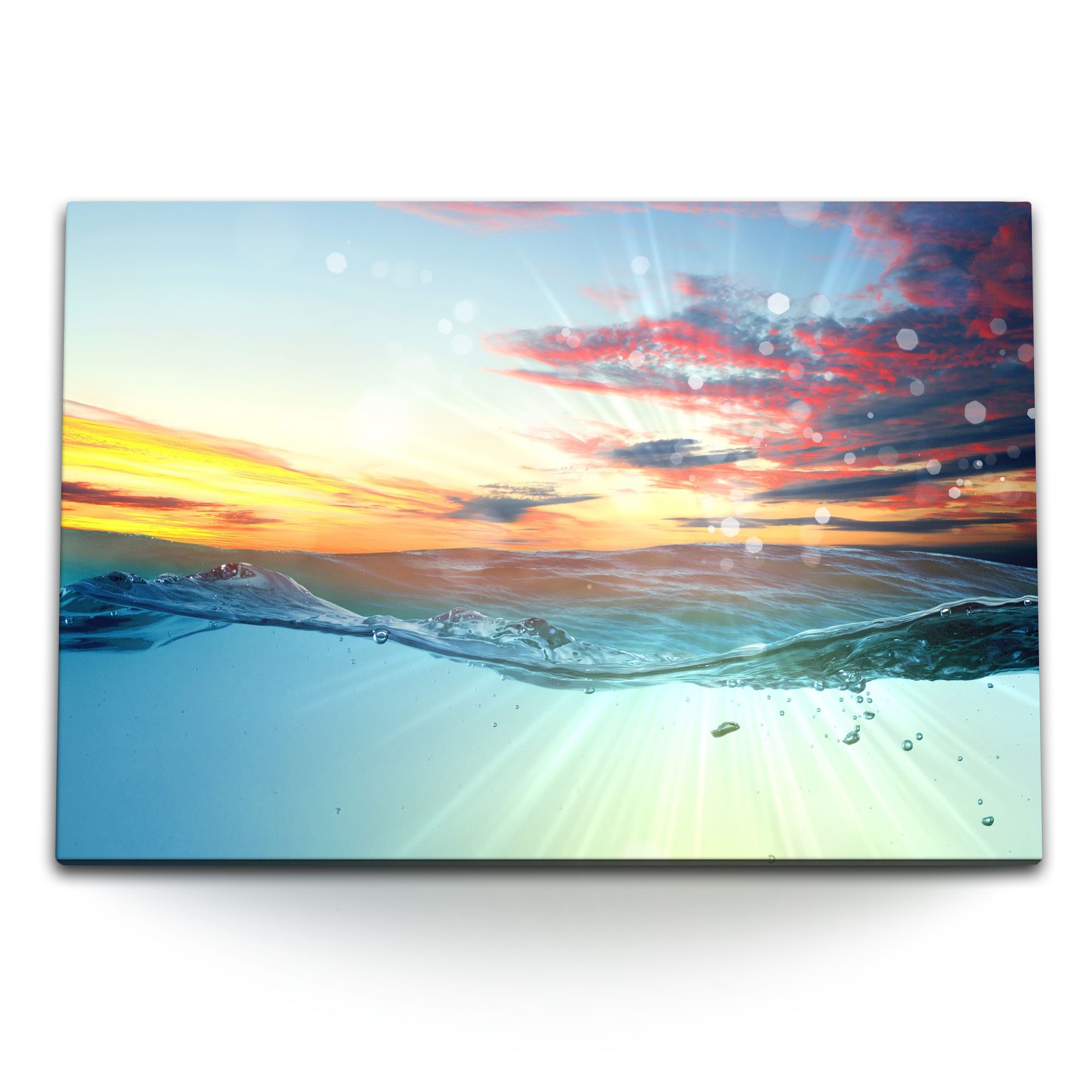Leinwandbild 120x80cm Wandbild auf Leinwand Wasser Meer Sonnenuntergang Kunstvoll A