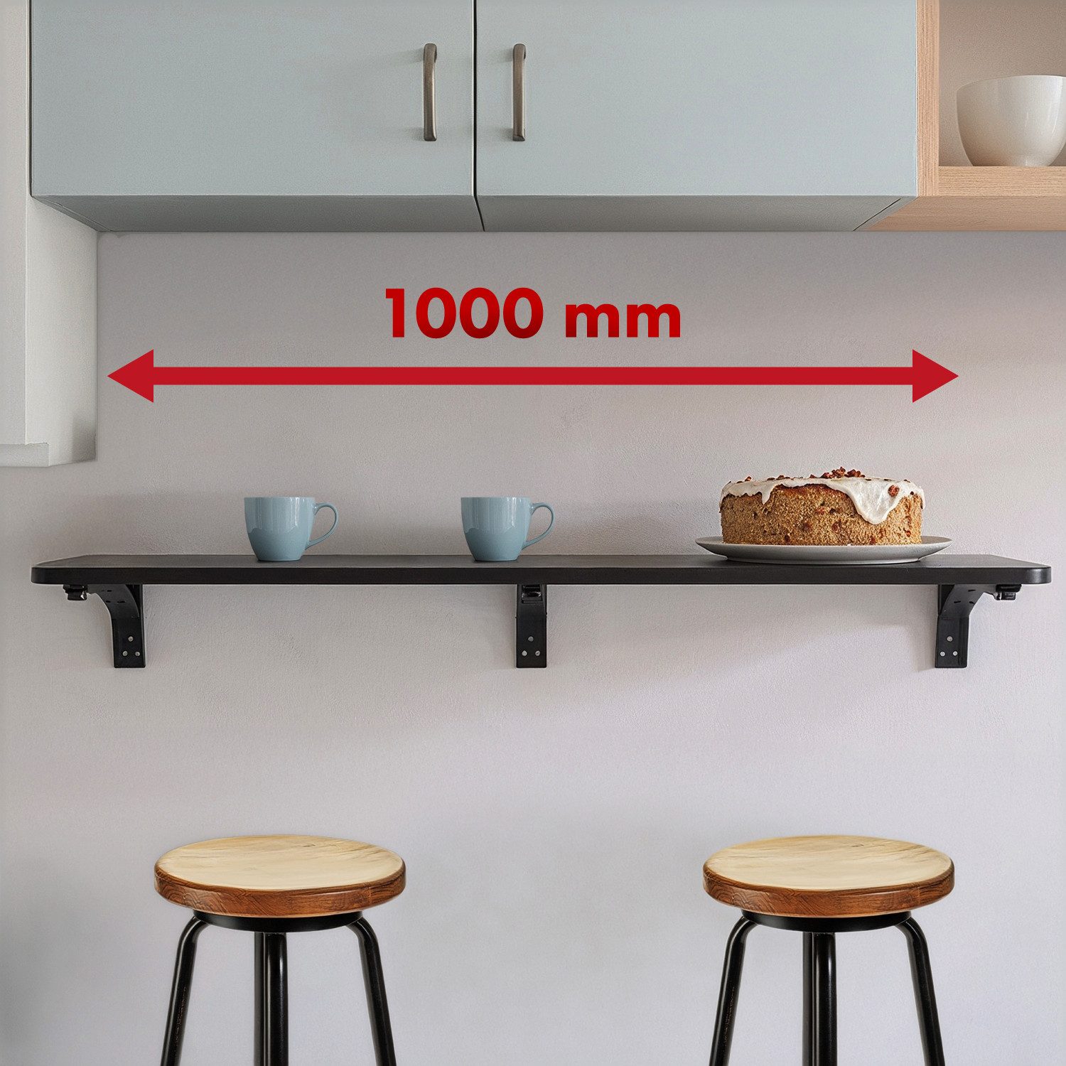 Maclean Wandregal MC-128 Klappbares Regal mit Aufsatz 100x40 cm, Wandschreibtisch max. 50 kg