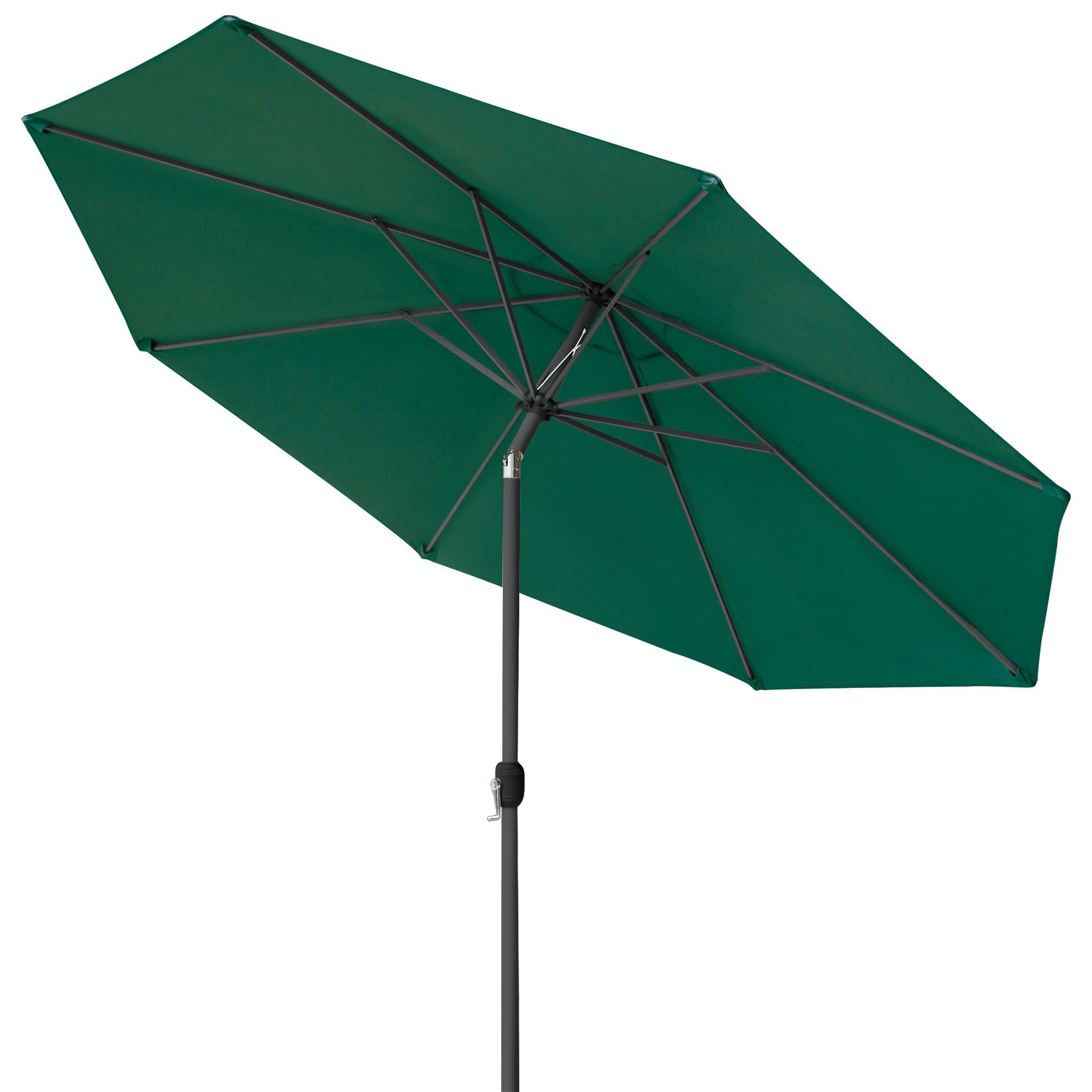paramondo Sonnenschirm Sonnenschirm 3,5m rund grün Garten Kurbel UV-Schutz Gestell anthrazit, LxB: 350x350 cm, Knickbar & komfortable Kurbelbedienung