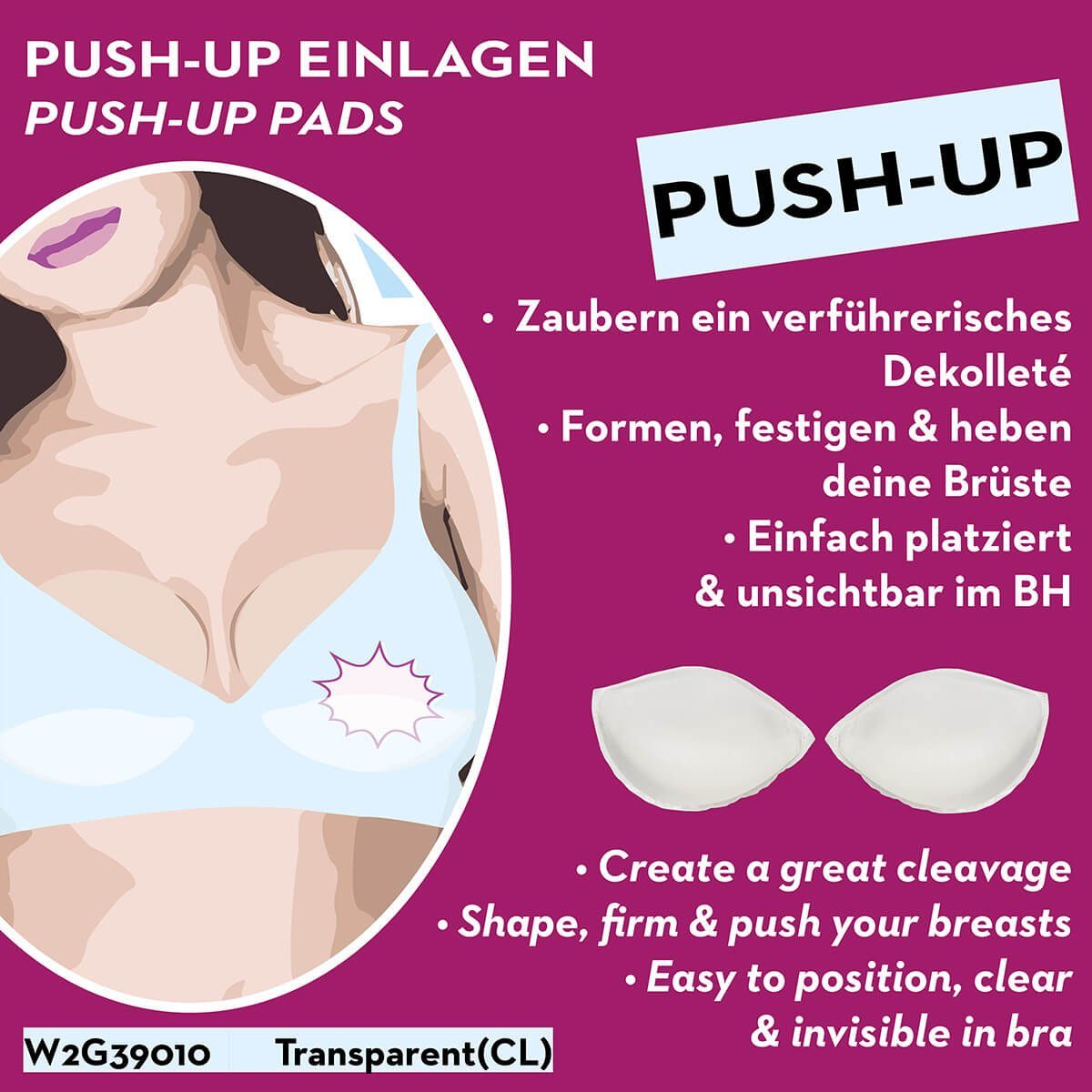 Miss Perfect BH-Einlagen W2G3900010202630, Silikon Triangel BH Einlage, Add-a-Size, Contour oder Push-up