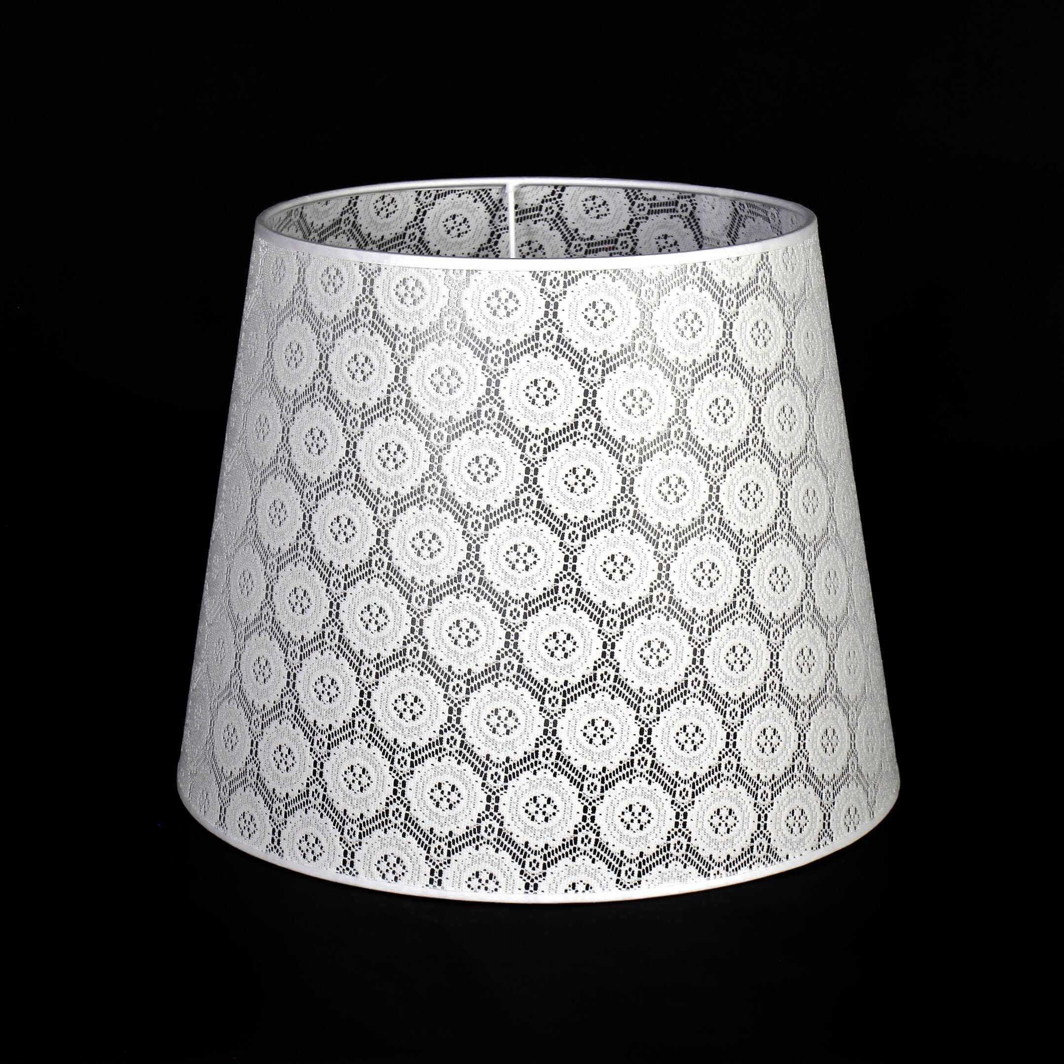 Licht-Erlebnisse Лампиschirm WILLOW, Stoffschirm Spitze Weiß Ø 38 cm konisch für Stehlampe E27
