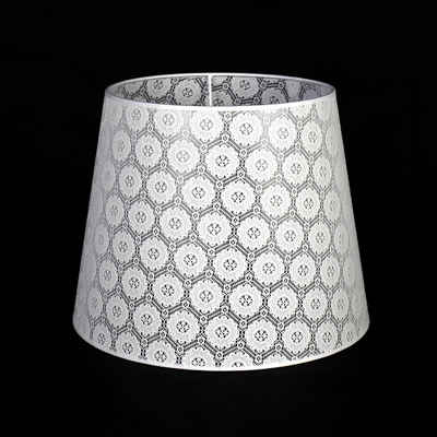 Licht-Erlebnisse Lampenschirm WILLOW, Stoffschirm Spitze Weiß Ø 38 cm konisch für Stehlampe E27