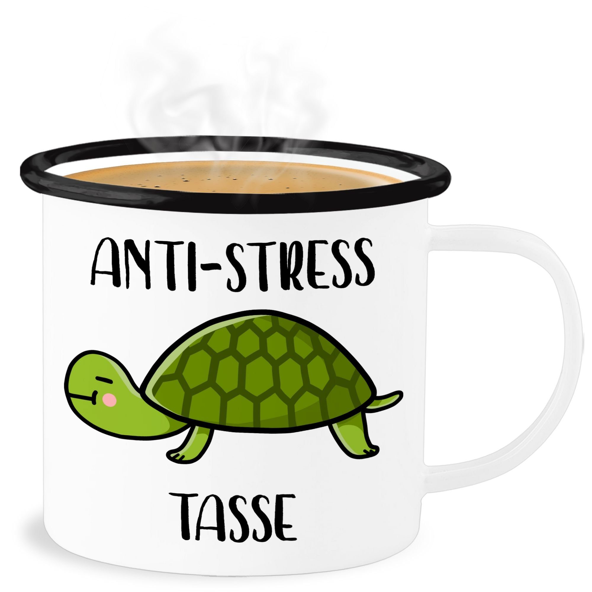 Shirtracer Becher Anti Stress Tasse Schildkröte, Stahlblech, Statement Sprüche 1 Weiß Schwarz