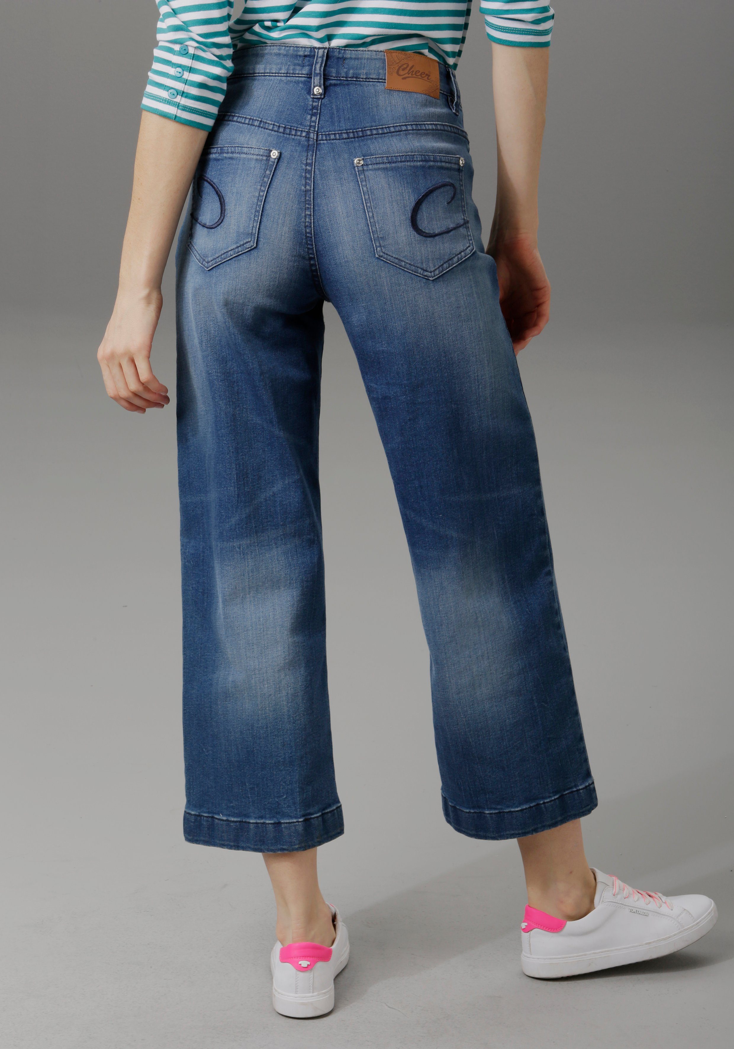 Aniston CASUAL 7/8-Jeans in blue Used-Waschung