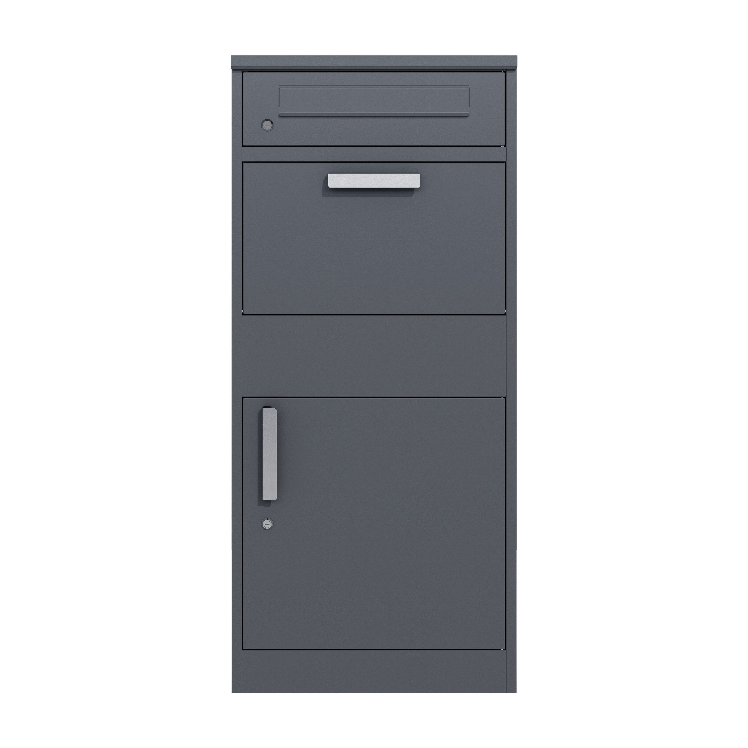 DEGAMO Paketbox BREMEN, 50x38x112cm, Stahl verznkt anthrazit, mit Brieffach