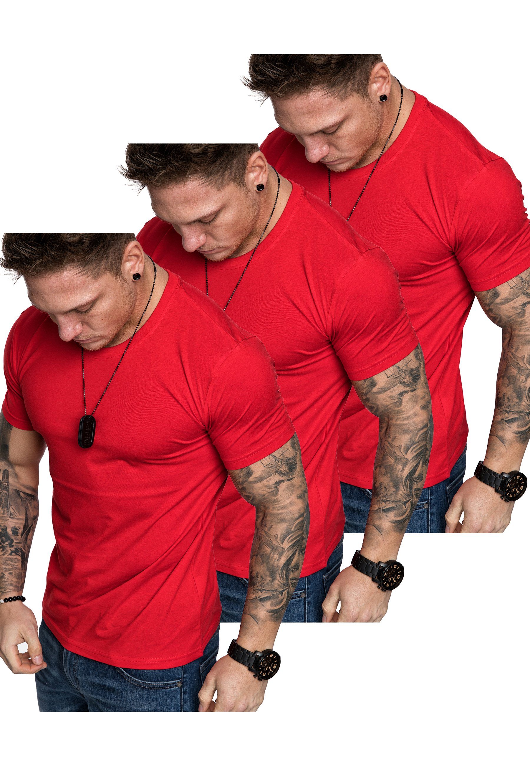 Amaci&Sons T-Shirt 3. LANCASTER 3er-Pack T-Shirts (3er-Pack) Herren Basic Oversize T-Shirt mit Rundhalsausschnitt