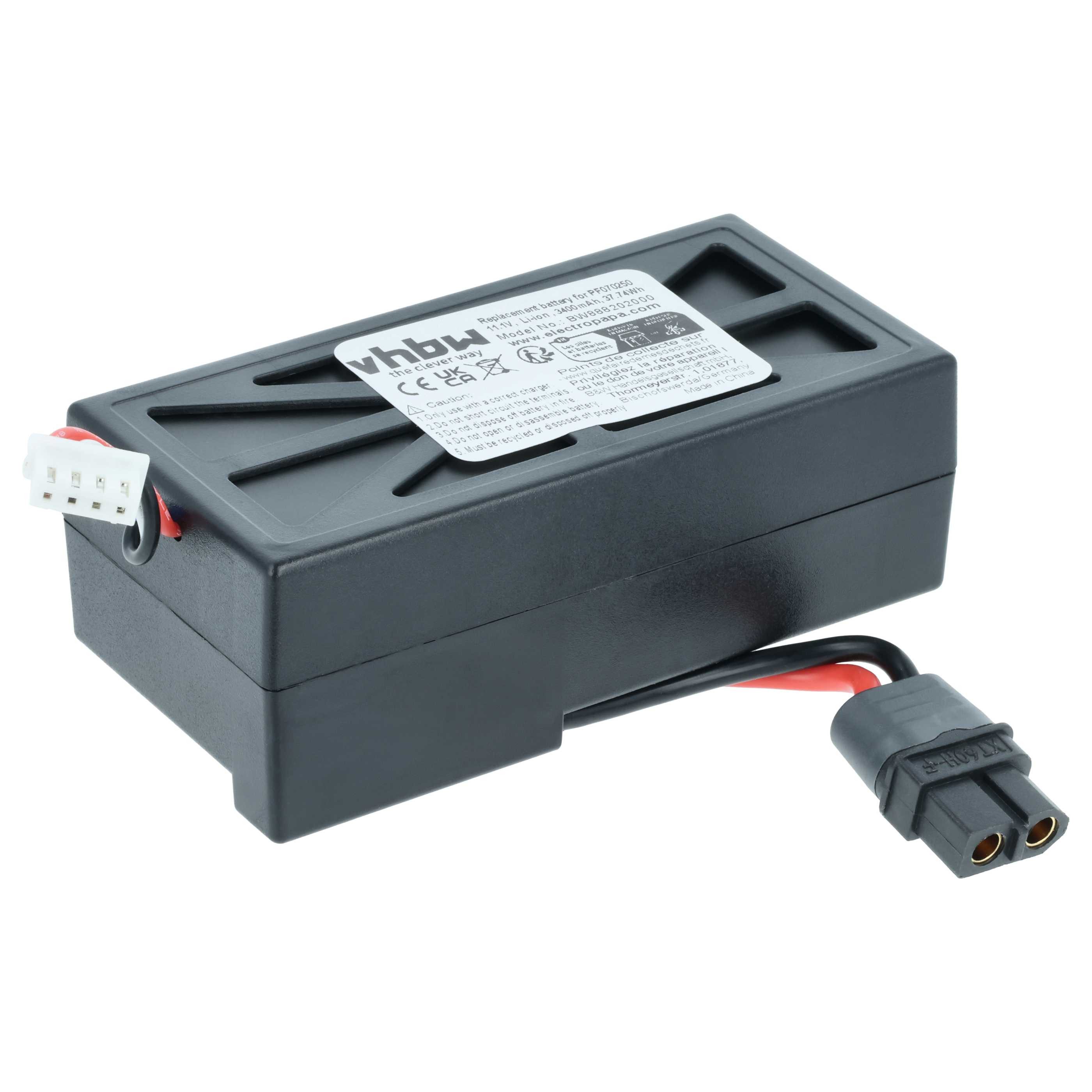 vhbw Akku passend für Parrot Disco Modellbau Drohne (3400 mAh, 11,1 V, Drohnen-Akku Akku Li-Polymer 3400 mAh (11,1 V, 1 St), Leistungsfähiger Austausch-Akku für Drohne, Wiederaufladbar, Jede