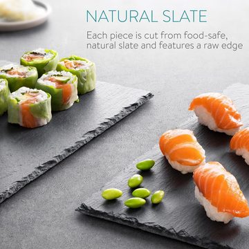 Platzset, 6-teiliges Schiefer-Teller-Set - 38x28cm - für Sushi und Käse, Navaris, (6-St)