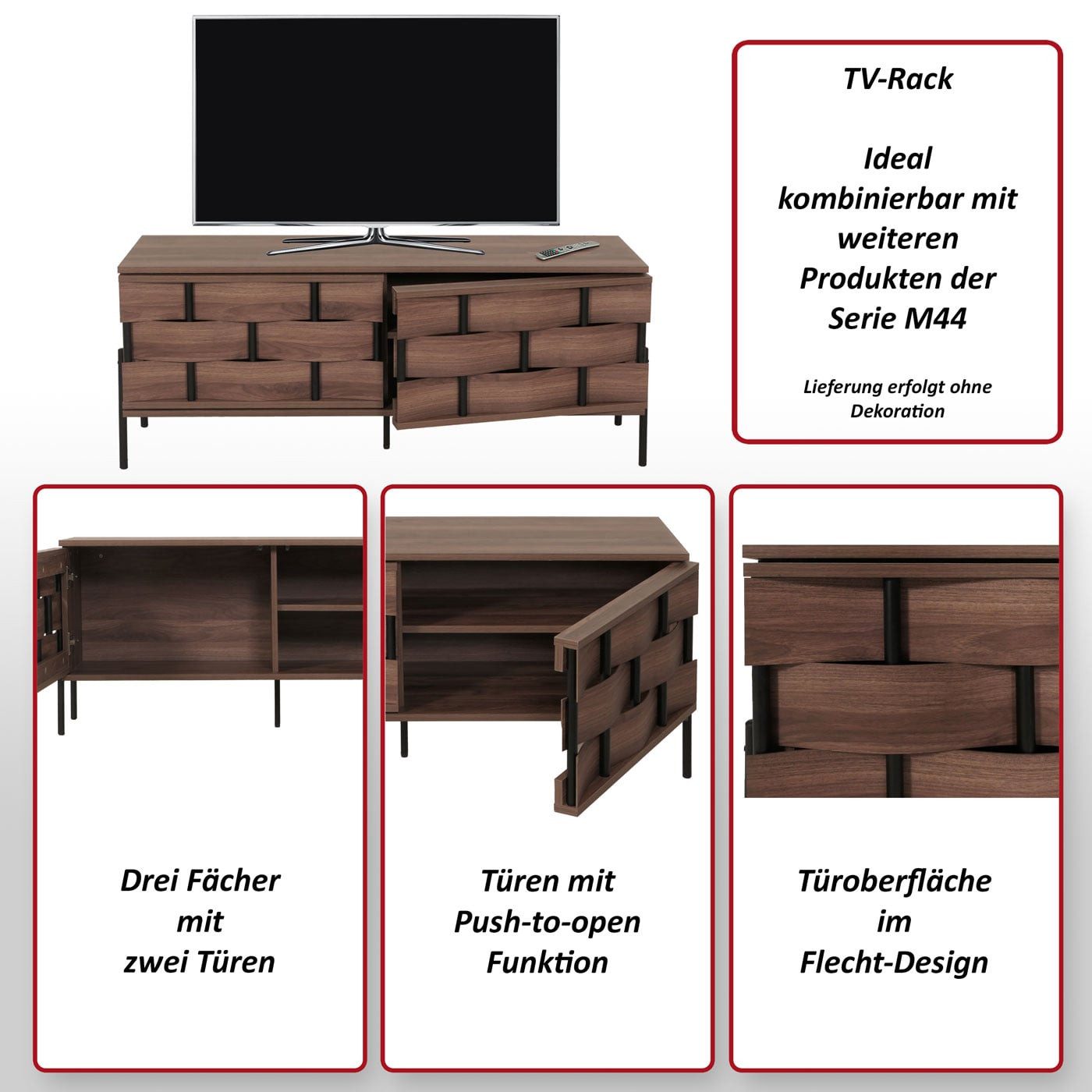 MCW TV-Rack MCW-M44-R, 3D-Flecht-Design