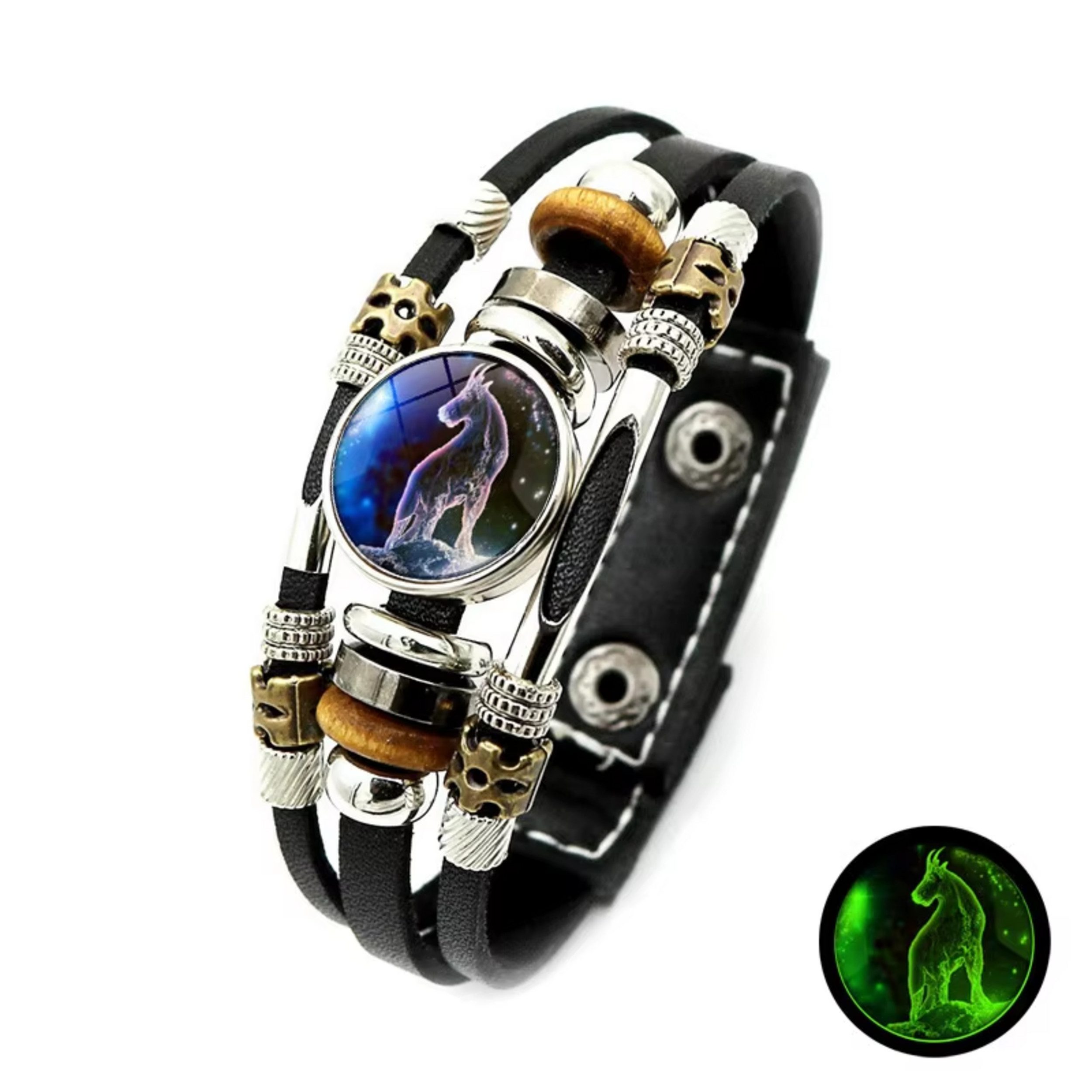Stelby Armband mit Gravur Armband Sternzeichen Steinbock mit 3D Gravur im Glas (Weihnachtsgeschenk, Geburtstagsgeschenk, Valentinstaggeschenk, modern, minimalistisch), langlebig, pflegeleicht, unisex