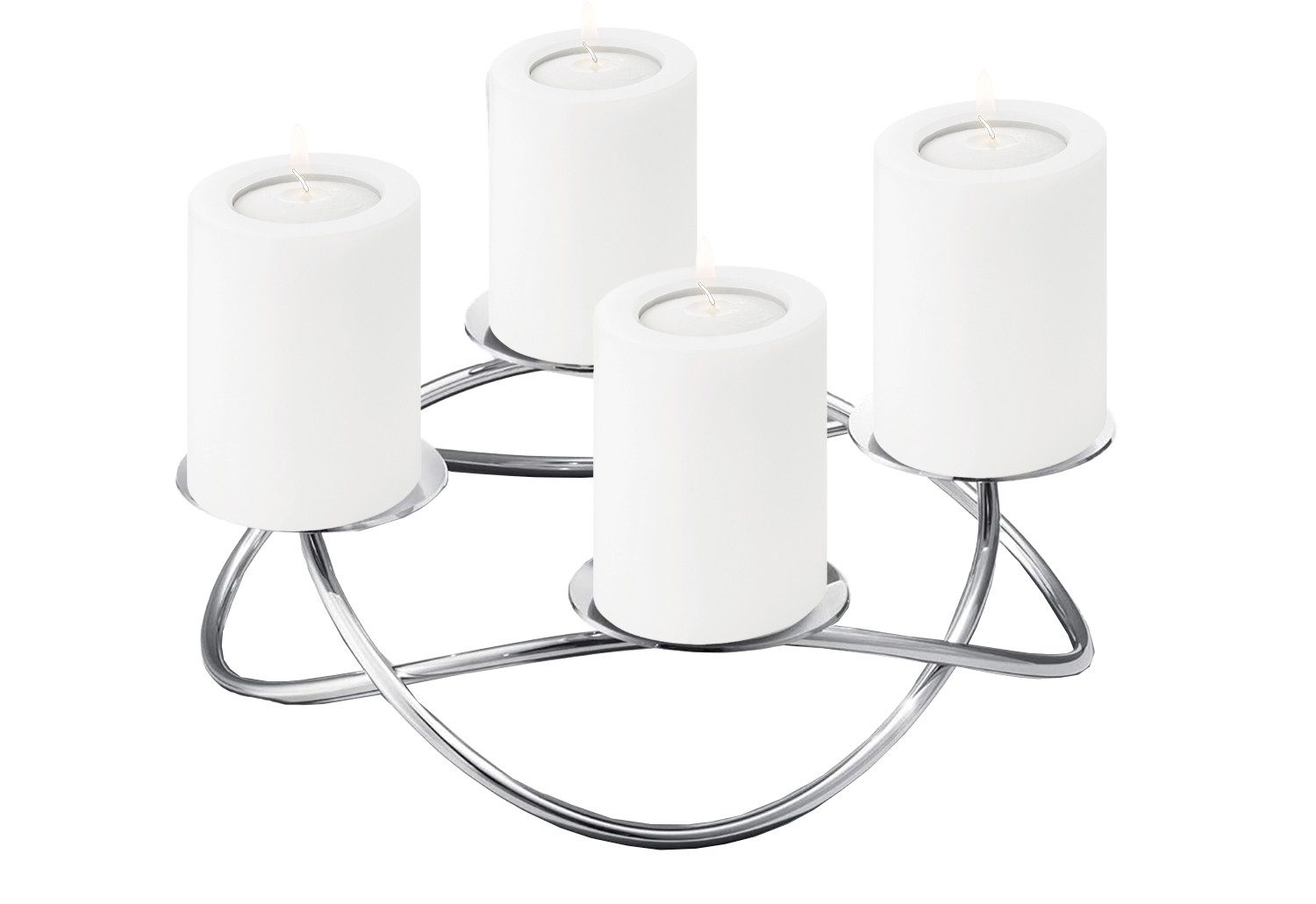 EDZARD Adventskranz Alloa Ø 33 cm Silber-Optik, glänzend, vernickelt