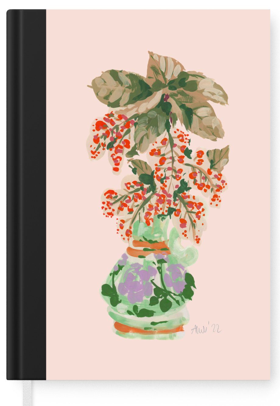 - Merkzettel, A5, Pflanzen Seiten, Haushaltsbuch Notizbuch MuchoWow Pastell, Tagebuch, 98 Journal, Vase Blumen - - Notizheft,
