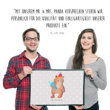 Fußmatte 50 x 75 cm Bär Schultüte - Grau Pastell - Geschenk, Erster Schultag G, Mr. & Mrs. Panda, Höhe: 0.3 mm, Herzliches Willkommen