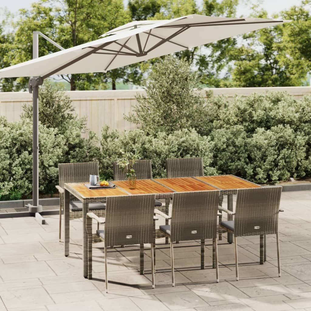 Garten-Essgruppe 190 cm Tischlnge 7-tlg Garten-Essgruppe mit Kissen Grau Polyrattan Sit
