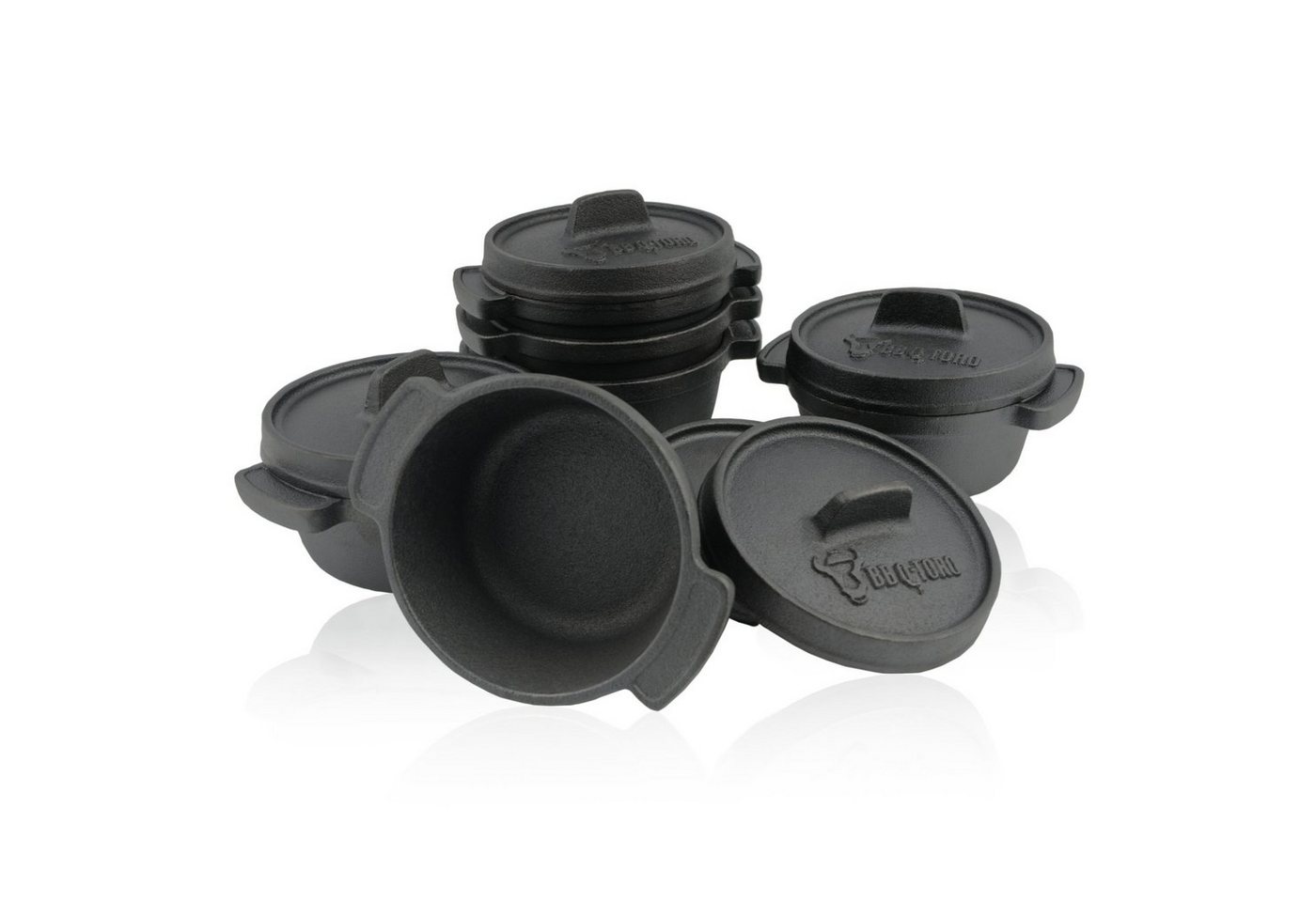 BBQ-Toro Serviertopf Serviertöpfe Set (6-er Pack) Ø 11 cm Gusseisen Mini Gusstopf, Gusseisen