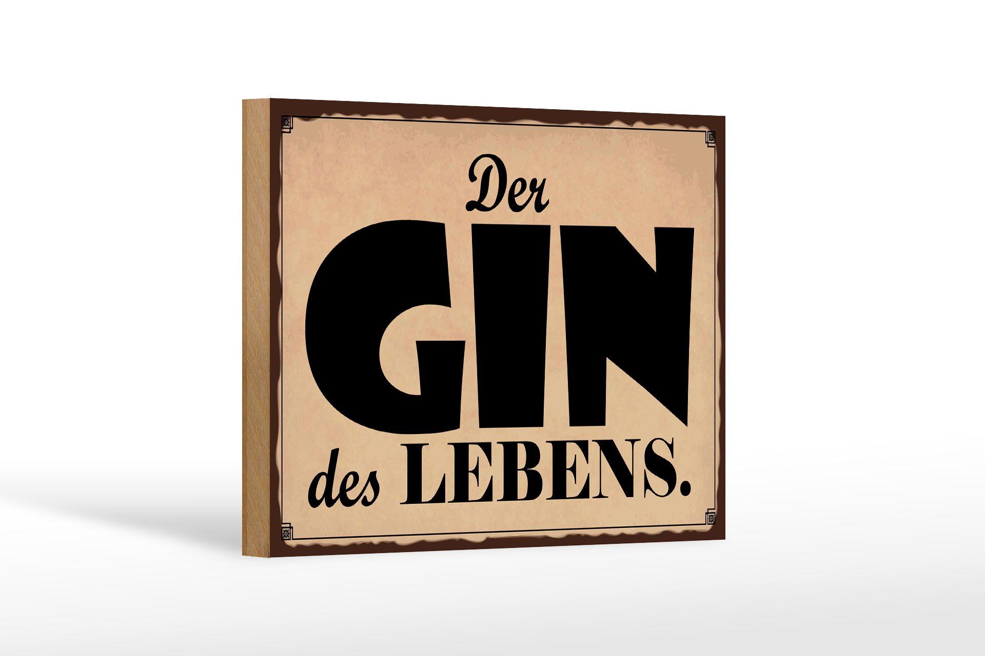 Femer GmbH Holzbild Alkohol 12x18 cm Der Gin des Lebens, (1 St), Glatte Holzfaserplatte (MDF), vorn beschichtet