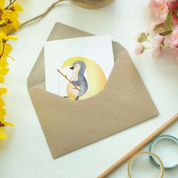 Mr. & Mrs. Panda Grußkarte Pinguin Mond - Weiß - Geschenk, müde, Geburtstagskarte, erschöpft, Ei, Hochglänzende Veredelung