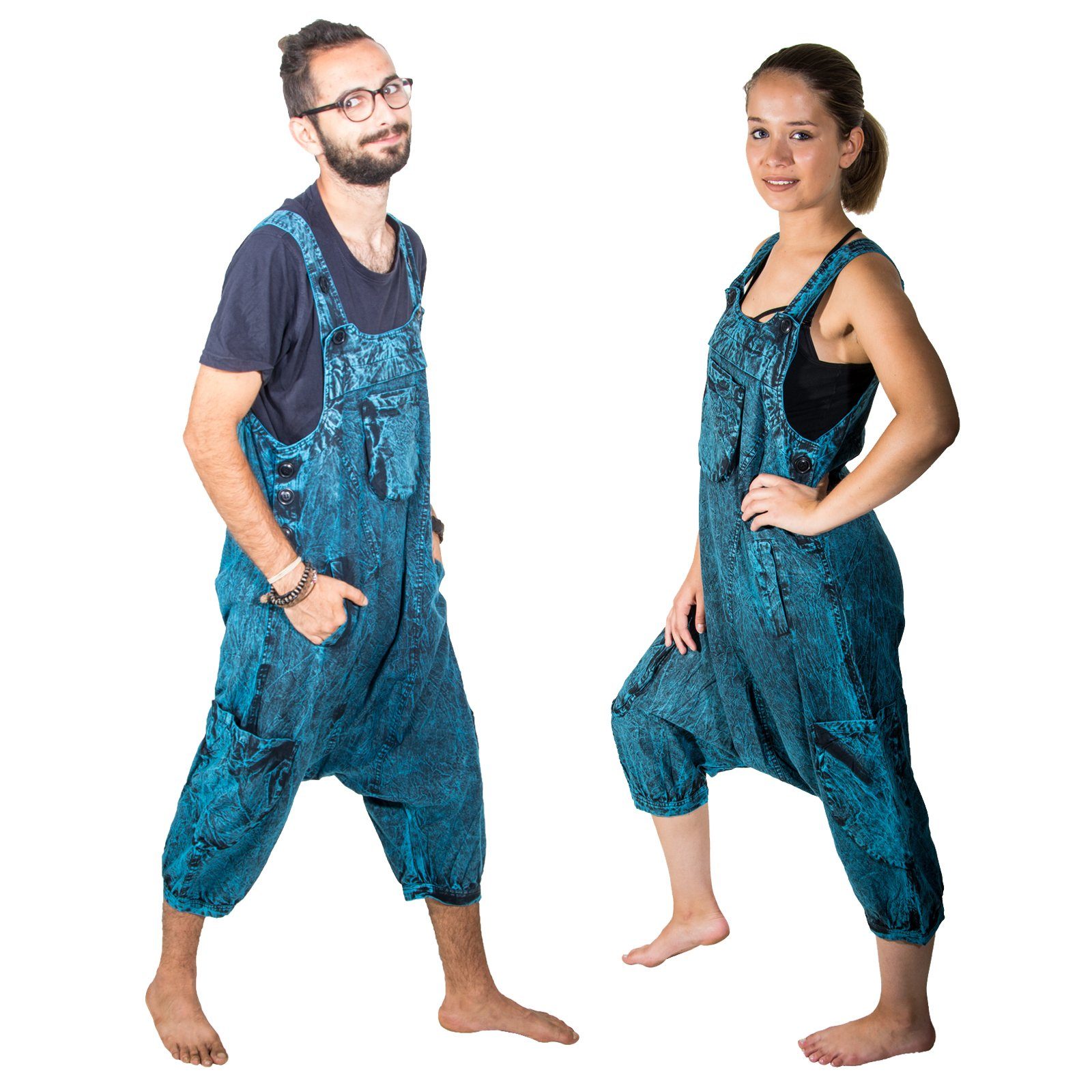 Haremshose Blau stonewashed Unisex Overall Latzhose MAGIE Vintage UND Ibiza KUNST Latzhose