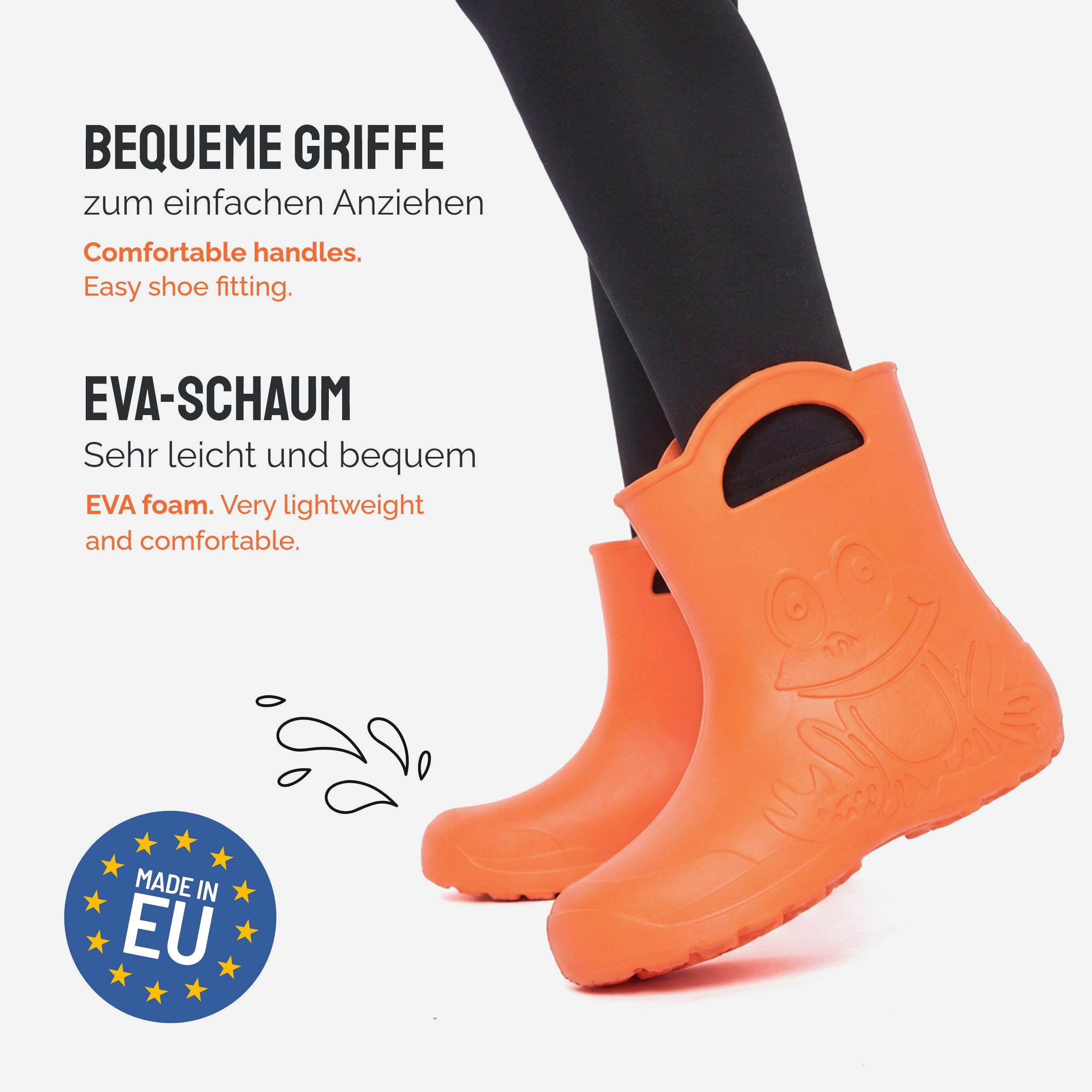 Ladeheid EVA Regenschuhe für Frauen LA-CA-09 Gummistiefel Damen federleichte Gartenschuhe mit Griffen