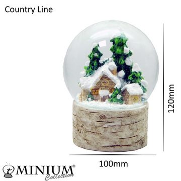MINIUM-Collection Schneekugel Hüttenzauber verschneite Berghütte Holzsockel "Country-Line" 10 cm