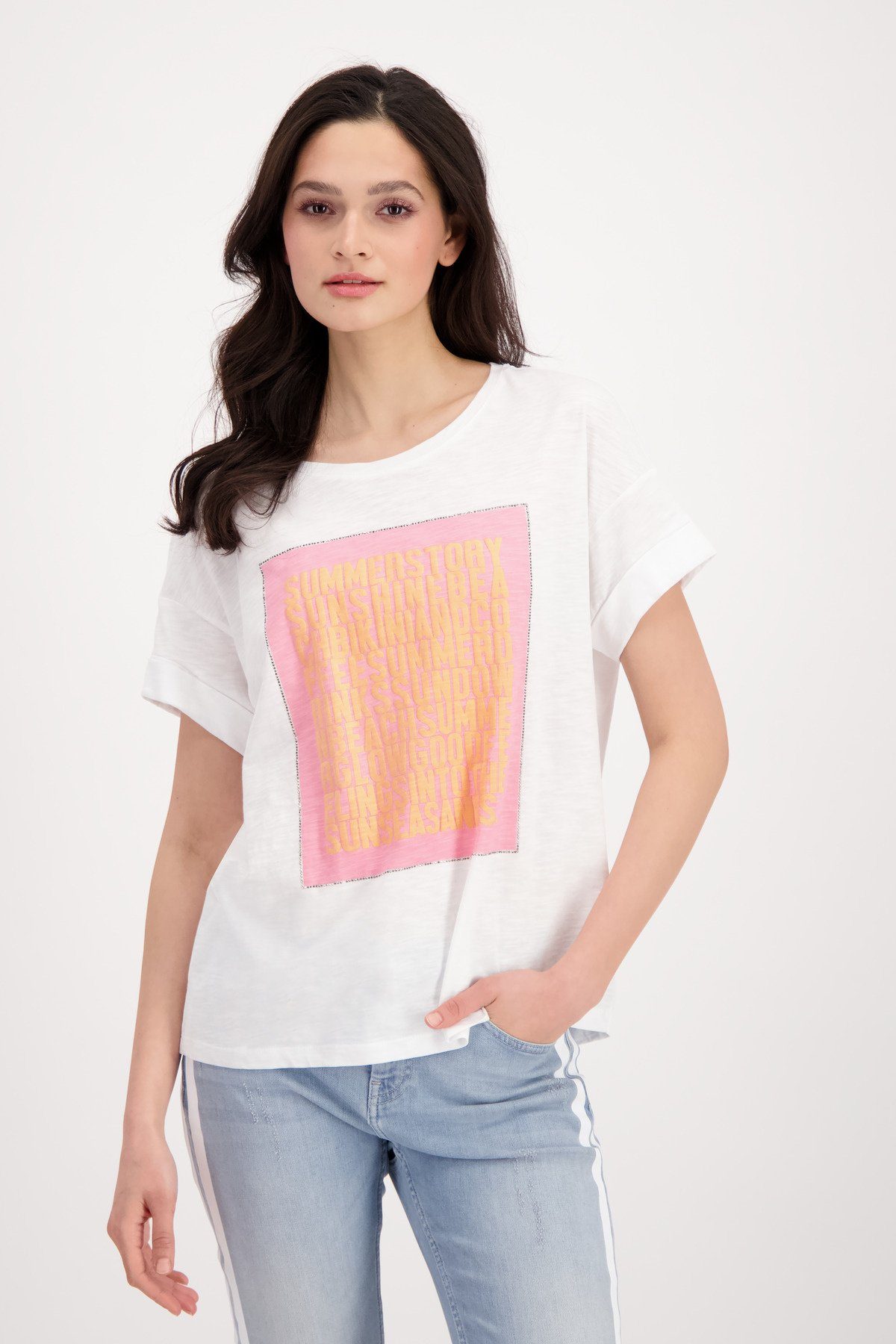 Monari T-Shirt Flammgarn Shirt mit 3D Schrift