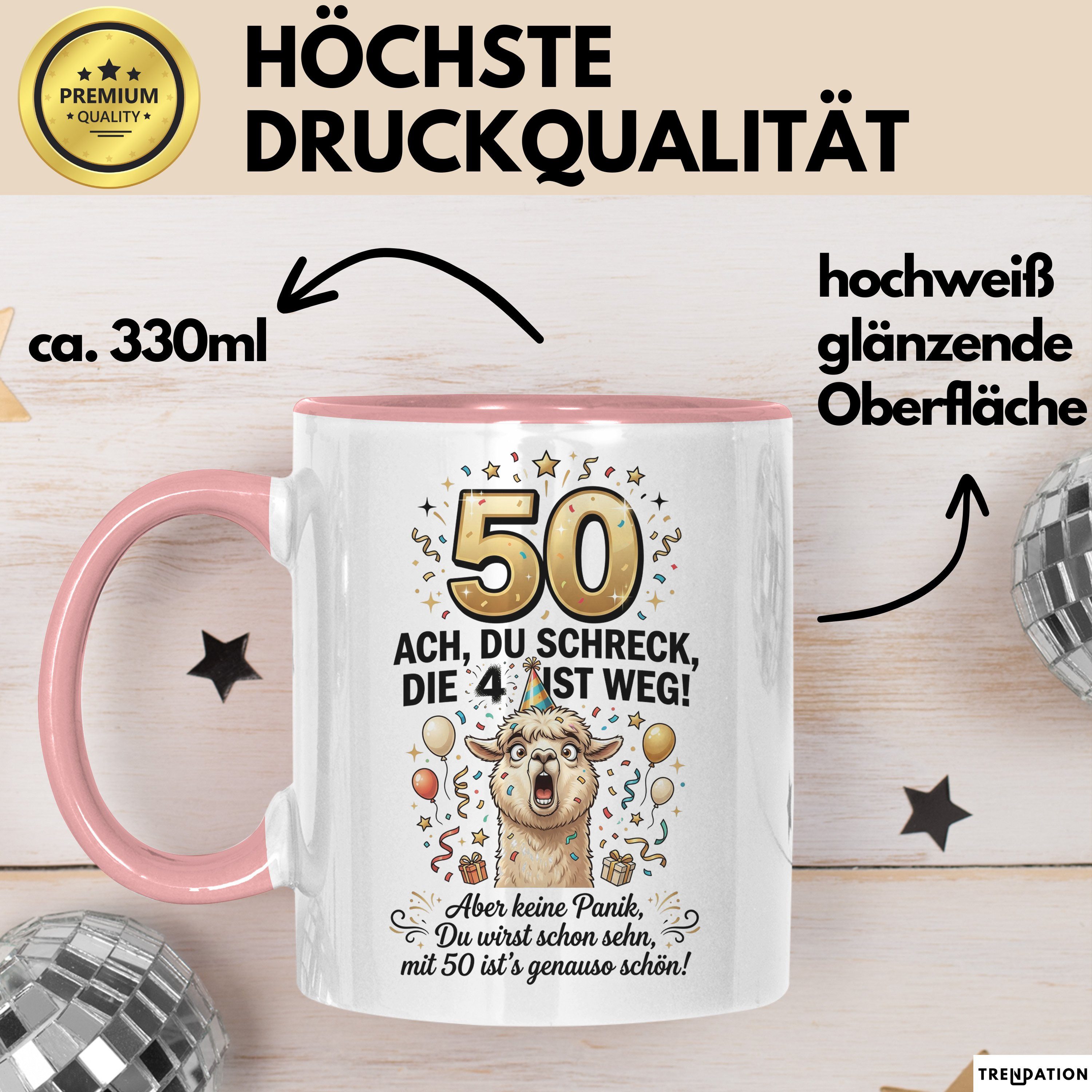 Trendation Tasse 50 Geburtstag Tasse Geschenk Ach Du Schreck Die 4 Ist Weg Geschenkidee, Keramik – Bild 3 von 5