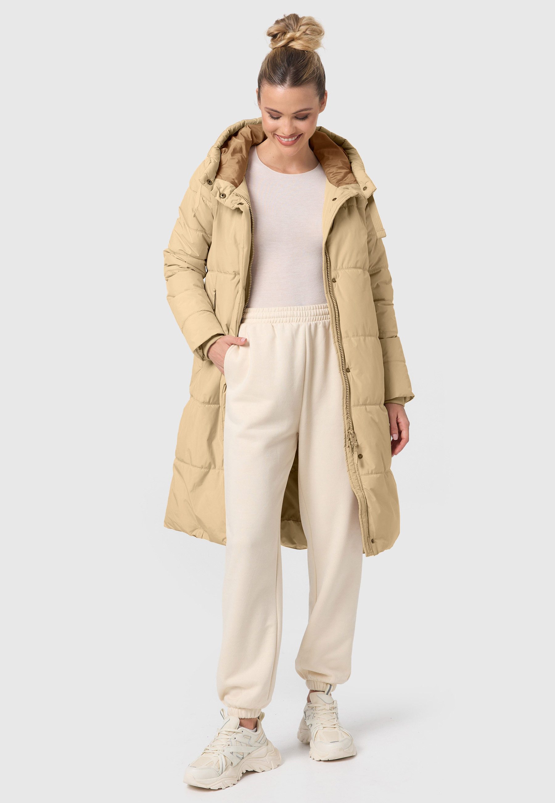 Marikoo Winterjacke Soranaa langer Winter Mantel mit Kapuze