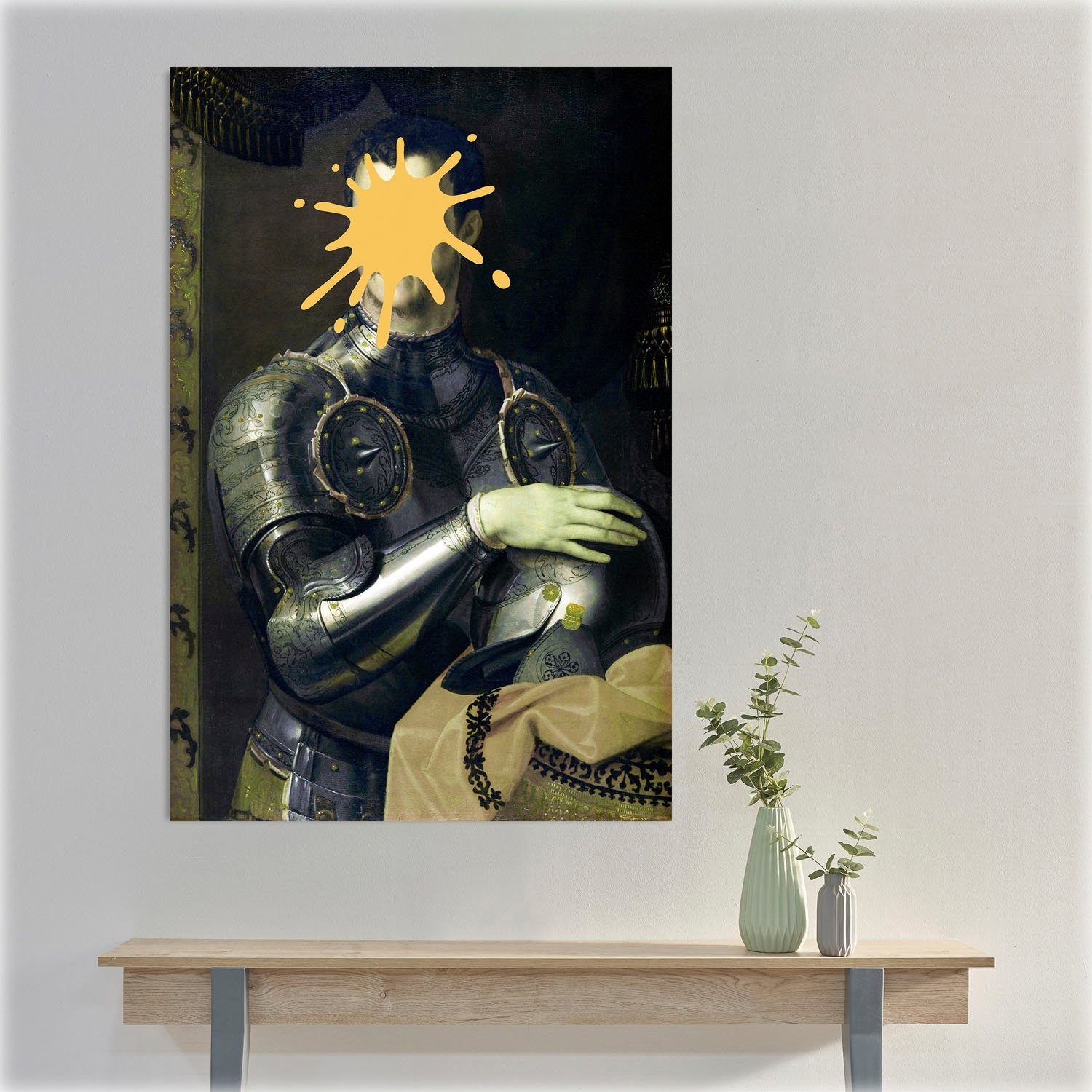 queence Acrylglasbild Ritter mit Farbklecks, Bilder von Männern, Formen, Gemälde, Historische Persönlichkeiten, Kunst, Mann, Ritter, Fine Art-Print in Galeriequalität