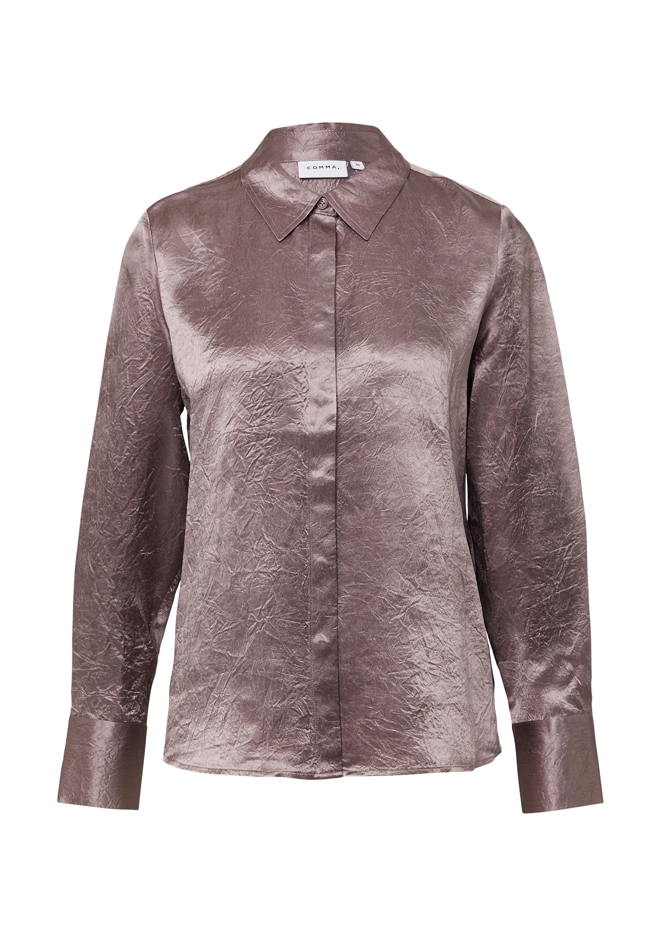 comma Langarmbluse Bluse Hemdbluse aus crinkled Satin mit Zierknöpfen günstig online kaufen