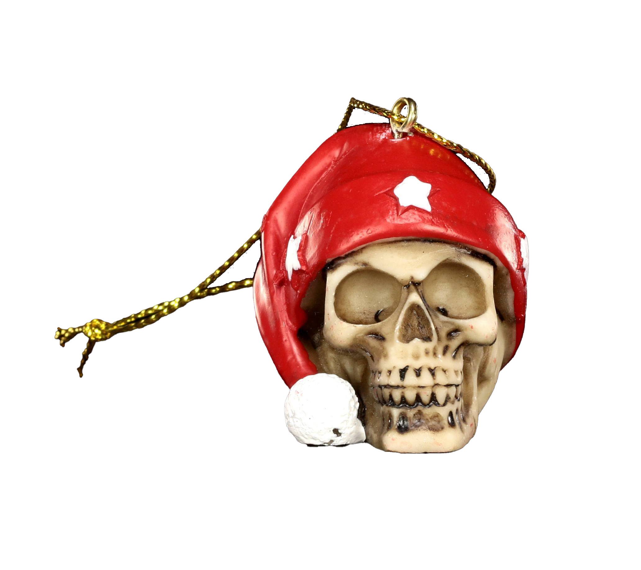 Christbaumschmuck Christbaum-Schmuck - Totenkopf mit Weihnachtsmütze - Gothicdeko