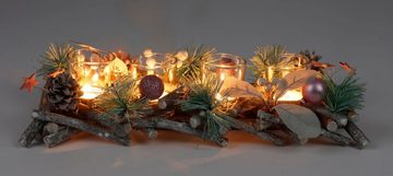 BURI Dekokranz Adventsgesteck mit Kerzenhalter Weihnachtsgesteck Adventskranz Weihnac