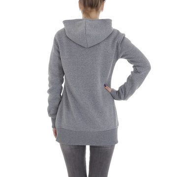 Ital-Design Fleeceshirt Damen Freizeit (86099131) Kapuze Pullover & Strick in Grau