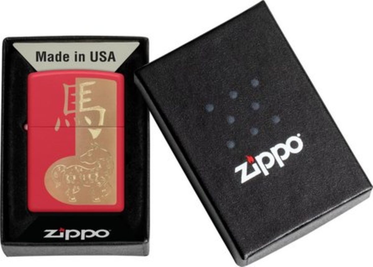 Zippo Feuerzeug rot matt gelasert Year of the Horse 2026 Jahr des Pferdes, das Original made in USA