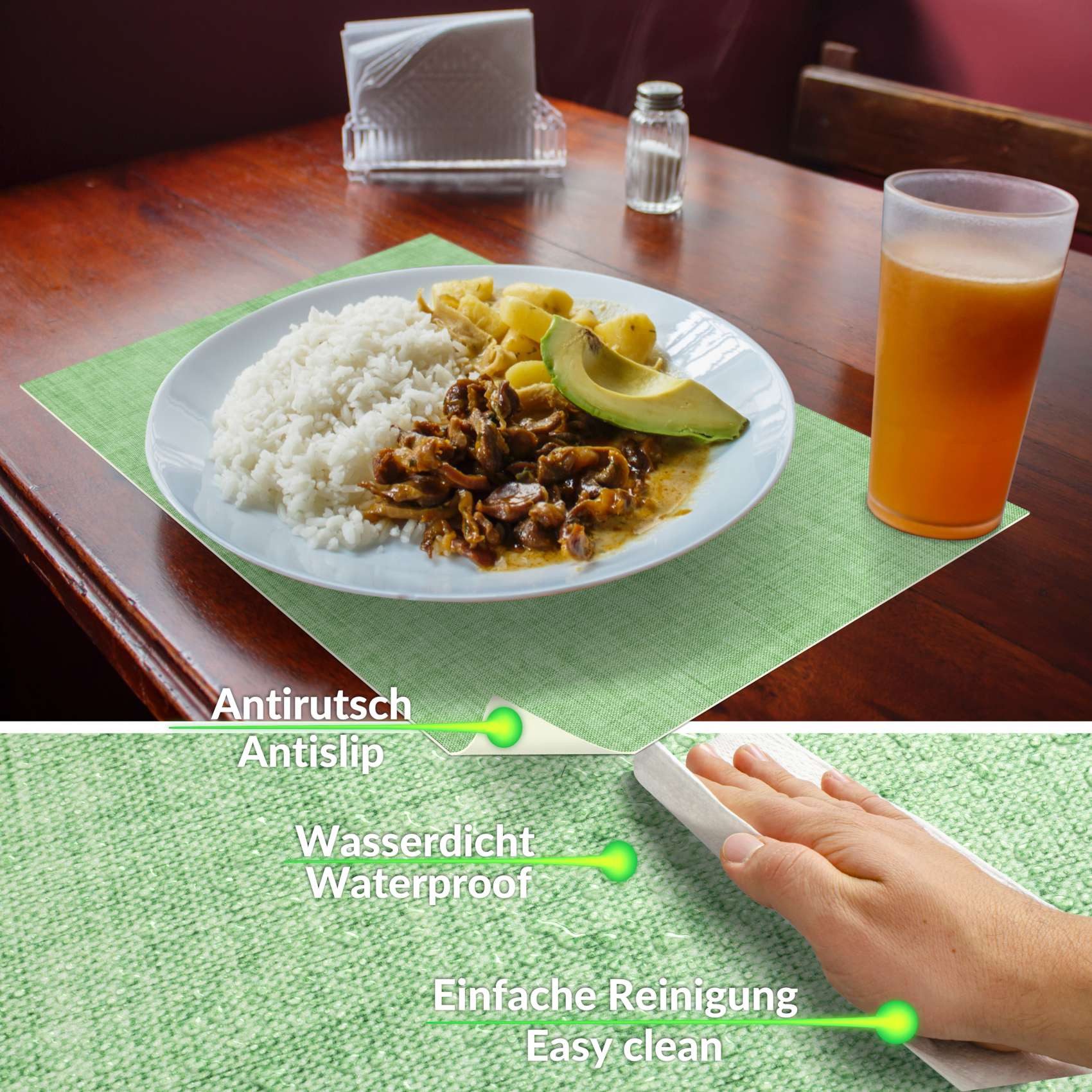 ANRO Platzset DEIN Platzdeckchen Servierdeckchen Soft Tischset Tellerunterleger, (Einzelstück, 1-St., einzelverpackt), Glatt, leichte Narbung 45x30cm Uni Leinen