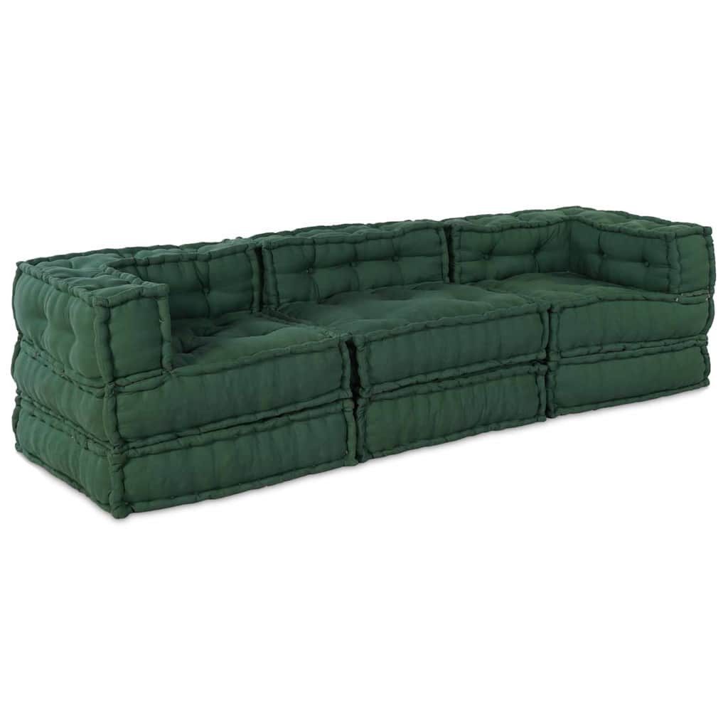 vidaXL Sofaelement, Modulares Sofa 3 pcs Grün Stoff