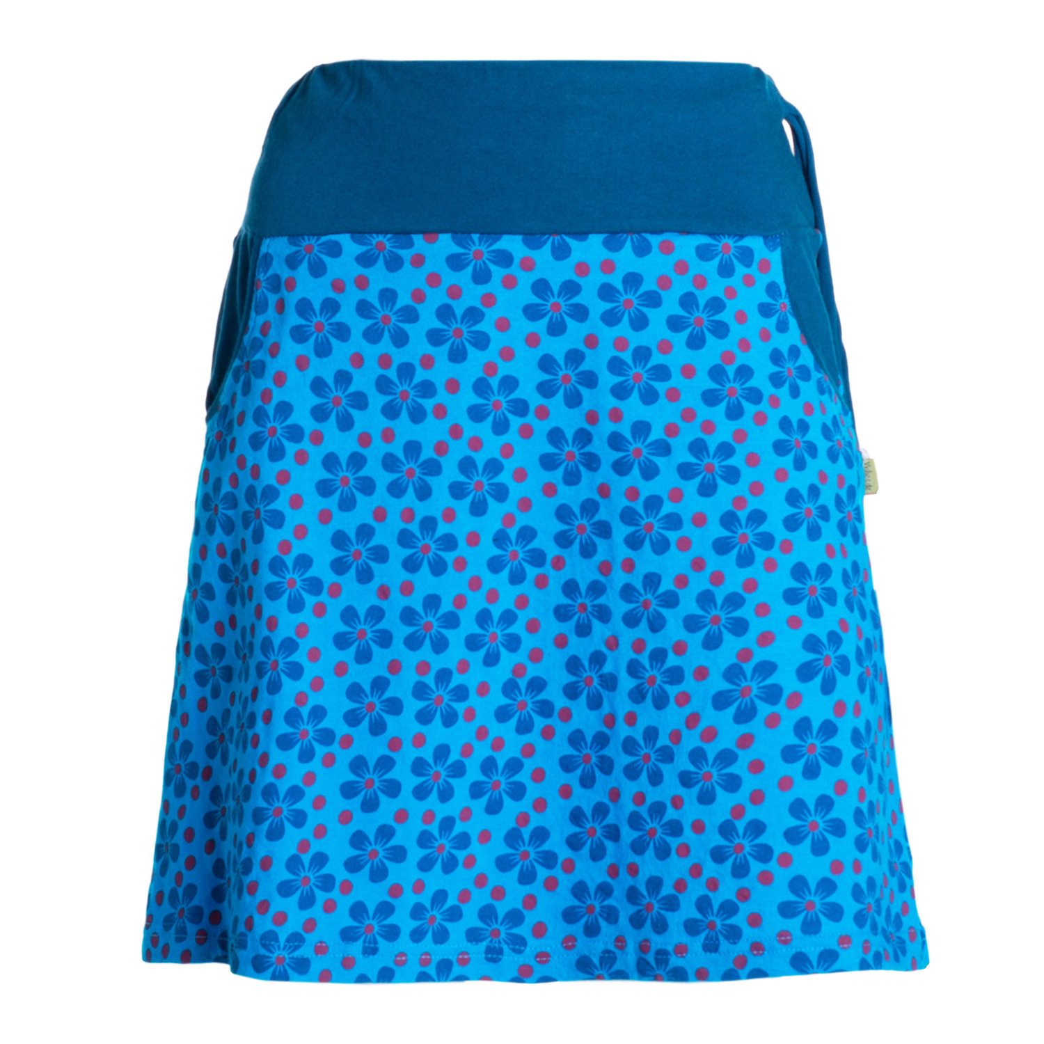 Vishes Minirock Damen Mini-Rock Baumwolle Blumen-Muster Bund zum Schnüren mit Taschen Alternative Bekleidung, Ethno, Hippie, Retro Style