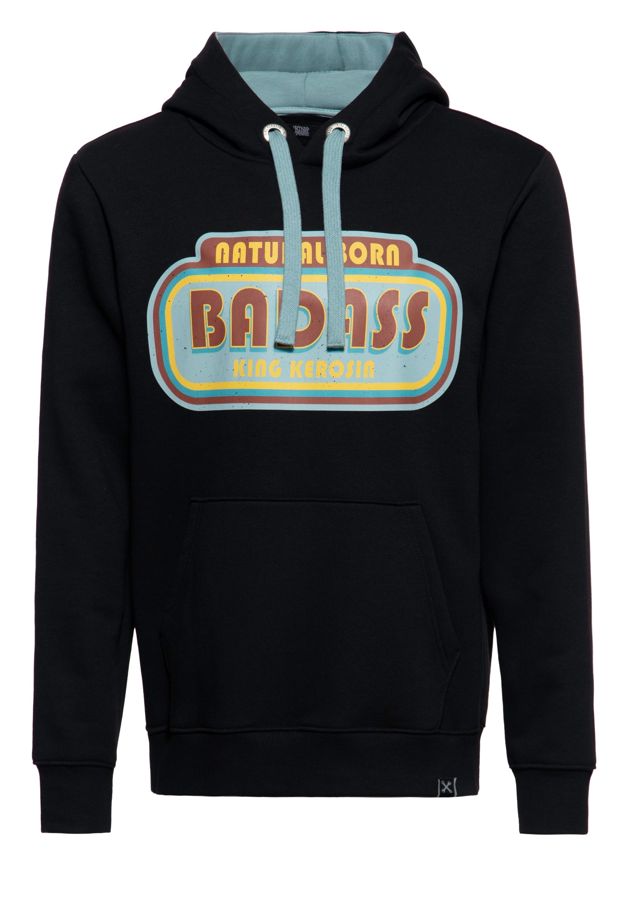 KingKerosin Kapuzenpullover Natural Born Badass (1-tlg) mit Rückenprint