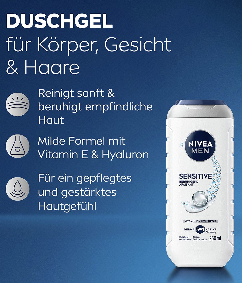 Nivea Men Duschgel Pflegedusche Sensitive 6 x 250ml, 6-tlg.