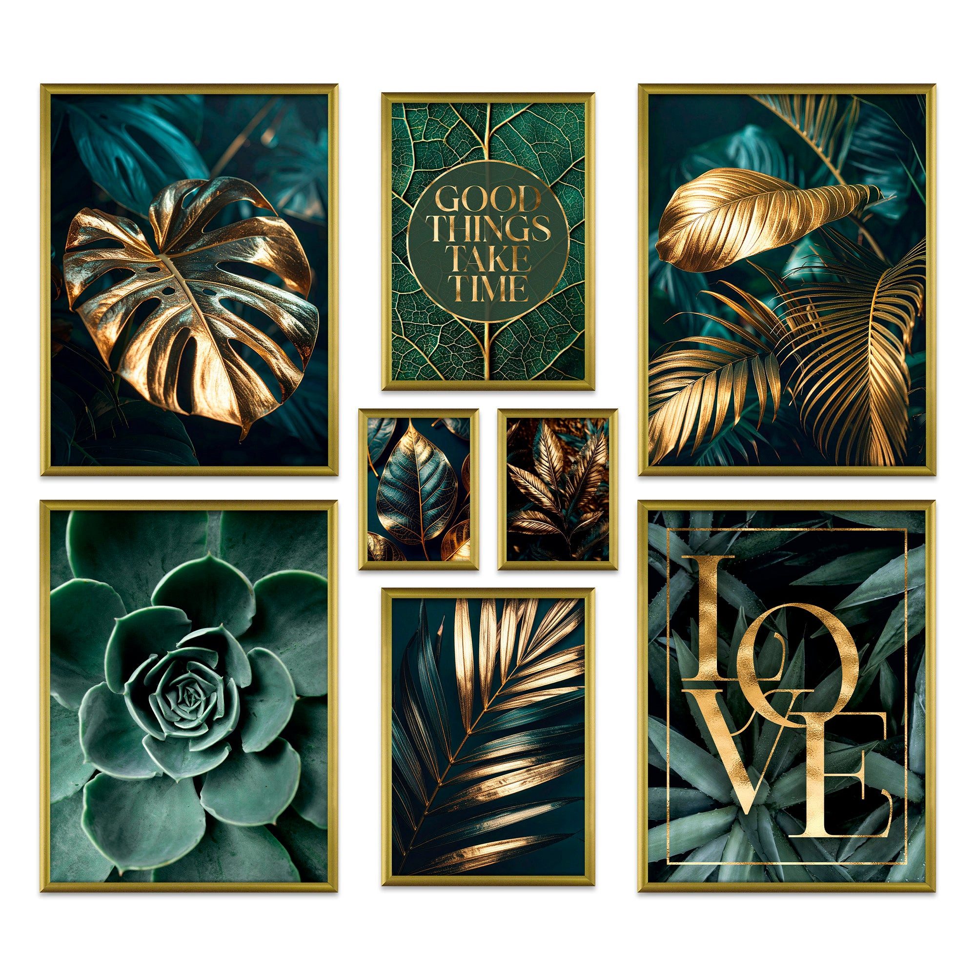 ARTFAVES Bilder-Collage Poster Set Gold Plant Harmony I mehrteilige Bilderw günstig online kaufen
