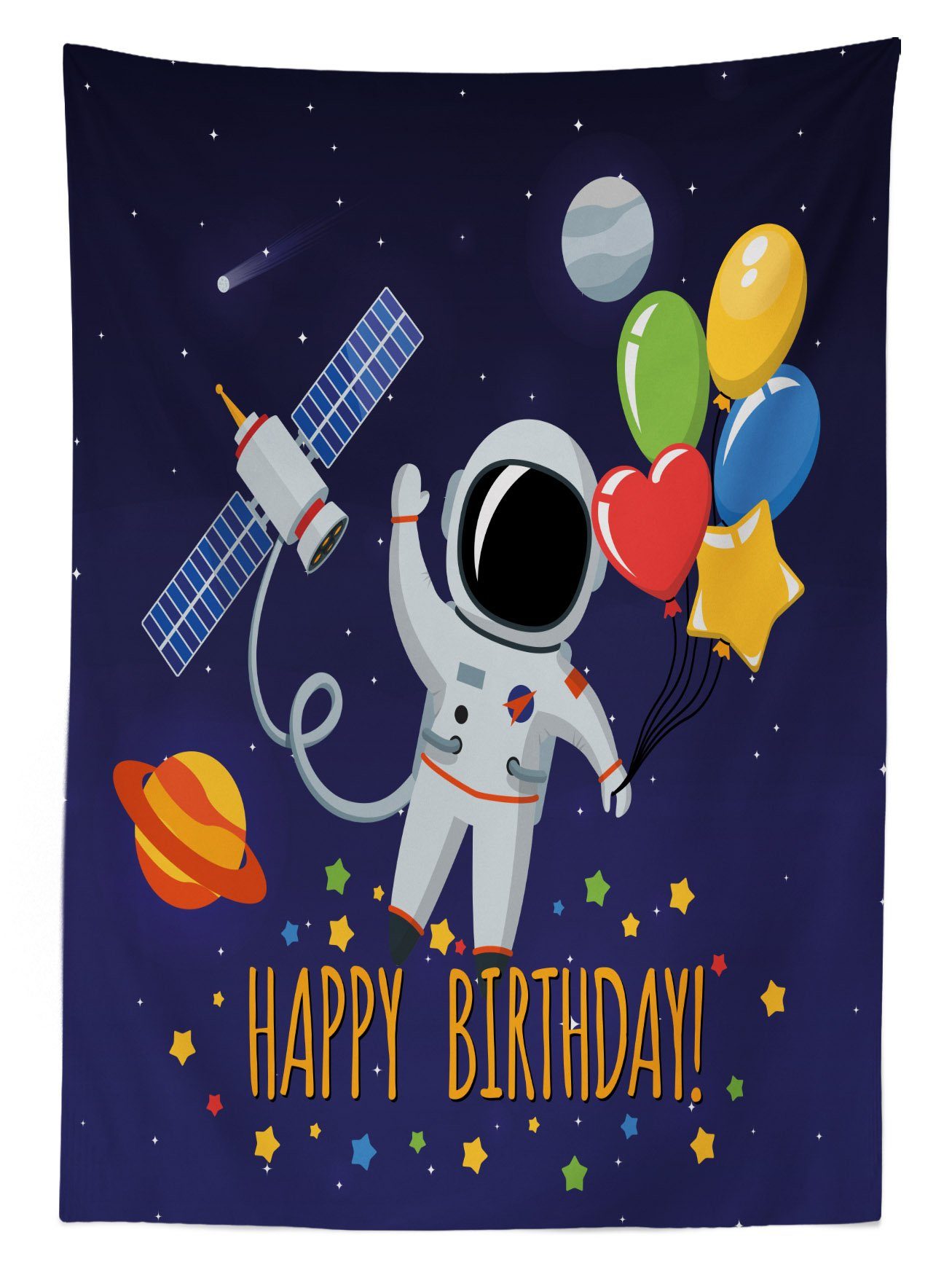 Waschbar den Für Bereich Klare Tischdecke Außen Geburtstag Astronaut geeignet Farben, Ballon Farbfest Abakuhaus