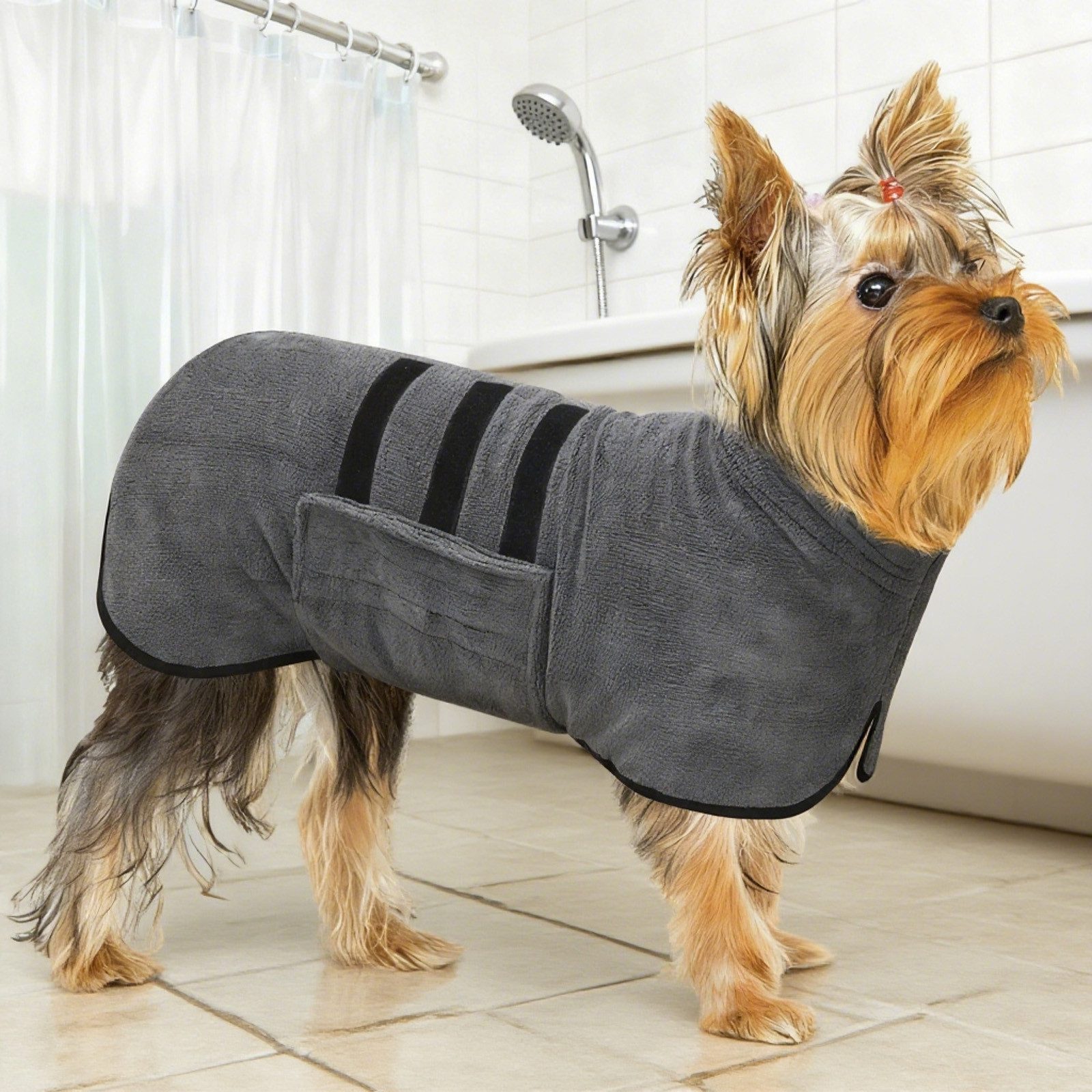 OKWISH Hundebademantel schnelltrocknender Hundebademantel Hunde Trockenmantel Hundetuch, verstellbar maschinenwaschbar und pflegeleicht für Hunde jeder Größe