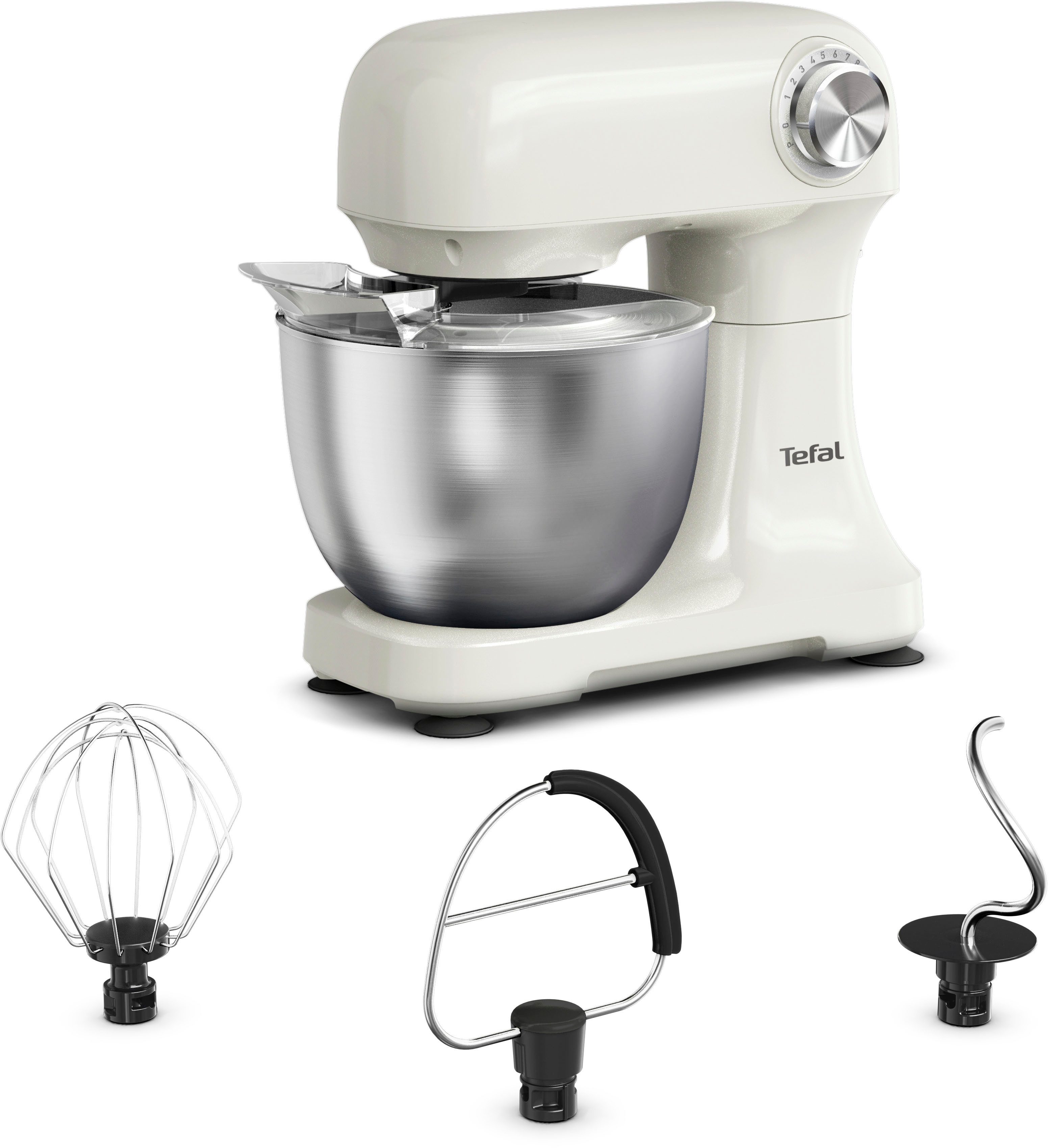 Tefal Küchenmaschine QB140A Bake Easy, 500 W, 3,5 l Schüssel, 12 Geschwindigkeiten + Pulse, planetarisches Rührsystem, 3,5 L