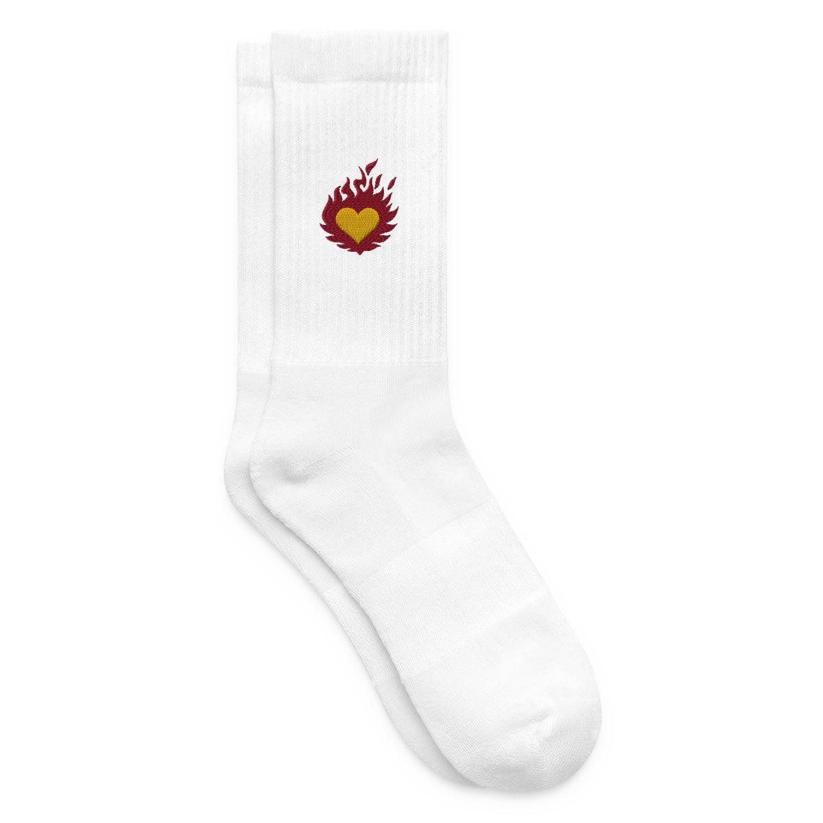 Spreadshirt Socken Flammendes Herz bestickt Herz mit Flammen Tennissocken (1-Paar)