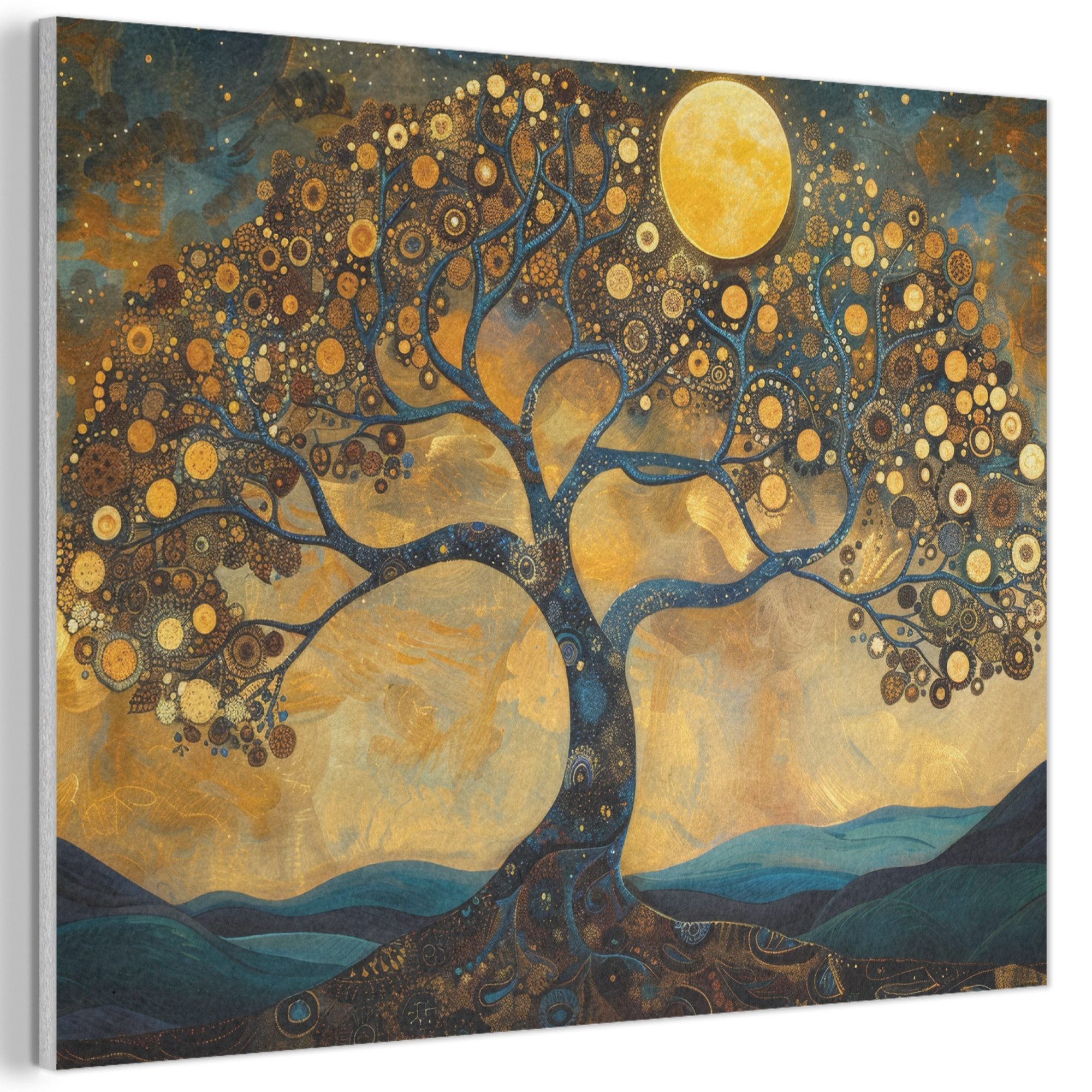 MuchoWow Картина Baum - Industriell - Abstrakt - Gelb, Fotodruck (1 St), Akustikpaneele PET-Filz, Akustikbild, Schalldämmung, Deko 40x30 cm