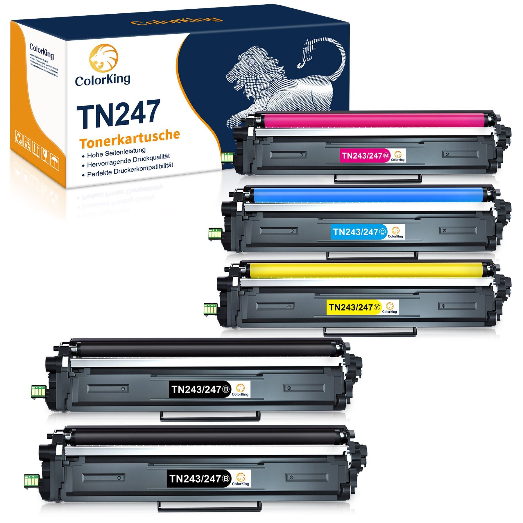 ColorKing Tonerkartusche TN-243 CMYK Kompatibel für Brother TN247 TN-247, (MFC L3710CW MFC L3730CDN MFC L3750CDW MFC L3770CDW), HL-L3210CW HL-L3230CDW HL-L3270CDW