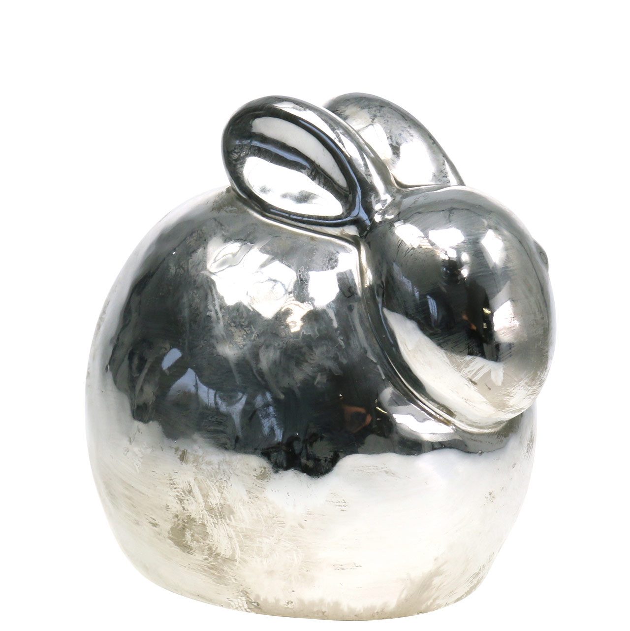 Florists Products Osterhase Osterdekoration Hase Silber Antik Keramik 14,5cm Highlight