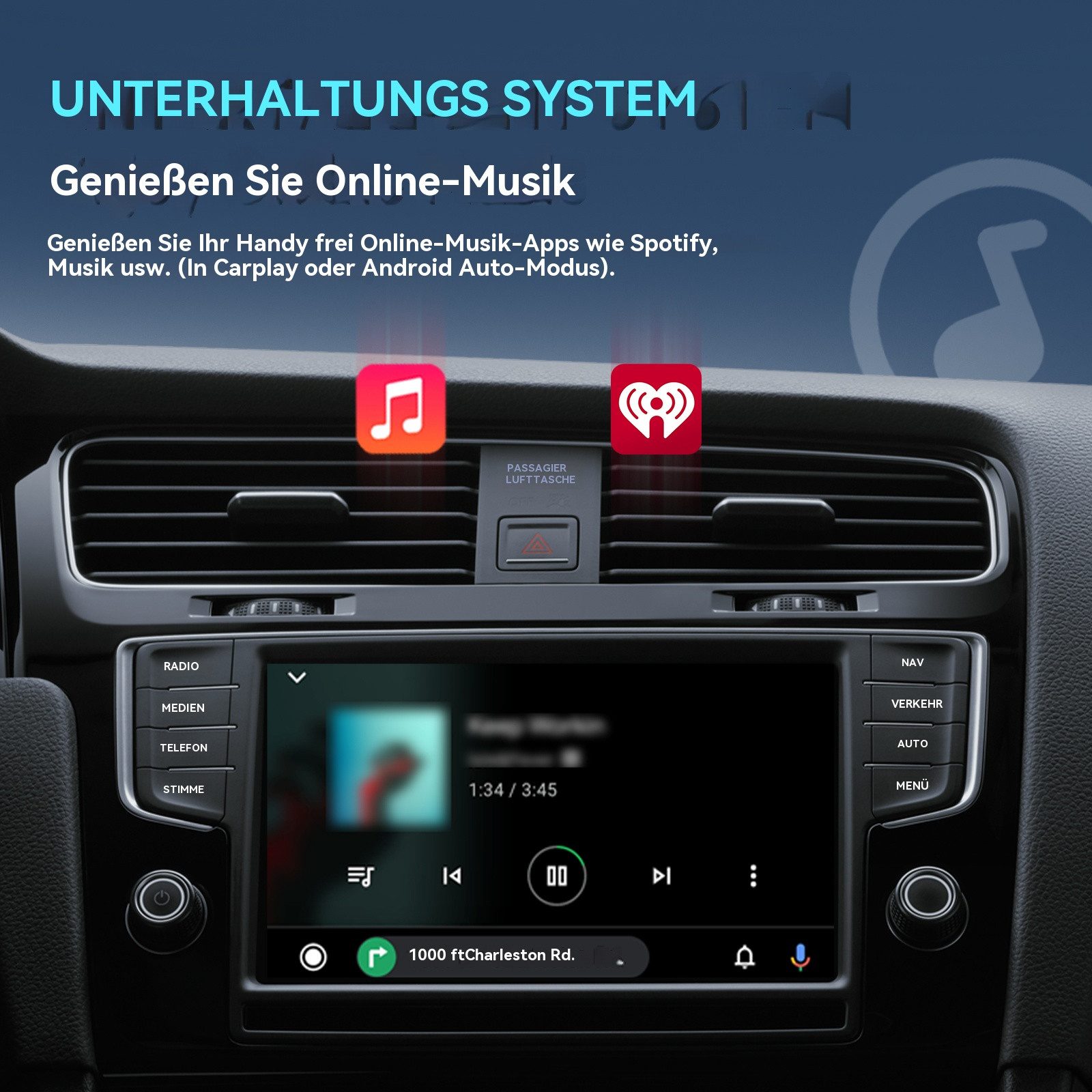 Hikity Wireless Adapter Apple Carplay & Android Auto USB/Typ-C Plug & Play Adapter