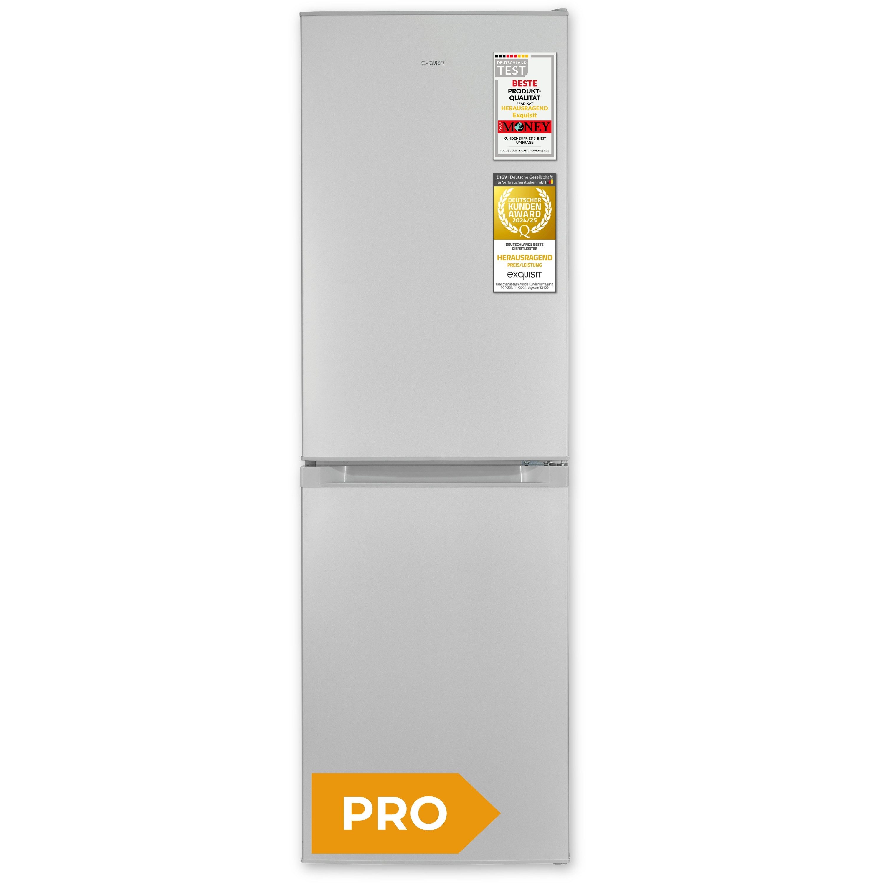 exquisit Kühl-/Gefrierkombination KGC5195-65-NF-330E, 157.5 cm hoch, 48.5 cm breit, No-Frost-Technik, LED-Beleuchtung, wechselbarer Türanschlag
