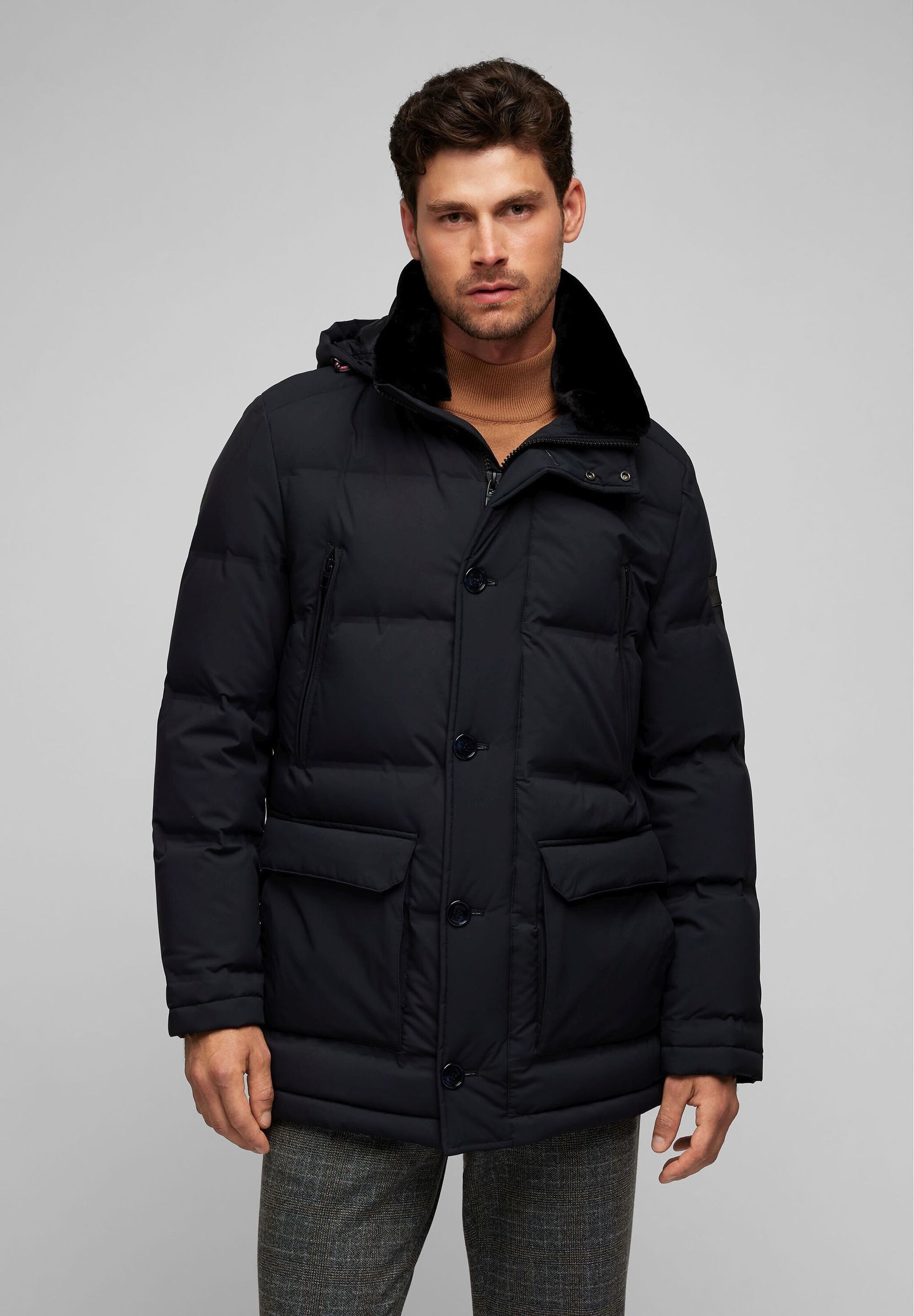 HECHTER PARIS Parka High Tech REAL DOWN mit Reißverschluss und Knopfleiste