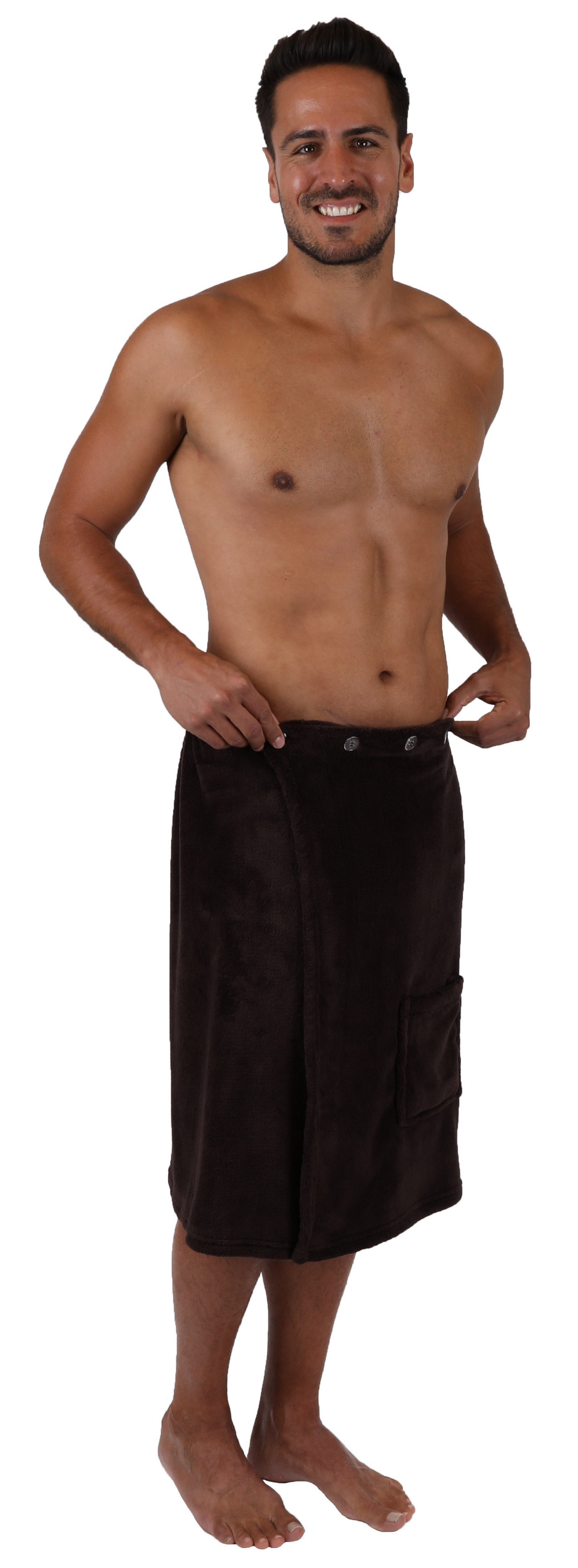 Regulierbar dunkelbraun (1-St) und Saunakilt Herren 100% Sauna Wellness Saunatuch Weite Farbe durch Betz Gummizug Kilt der anthrazit, Knöpfe Polyester